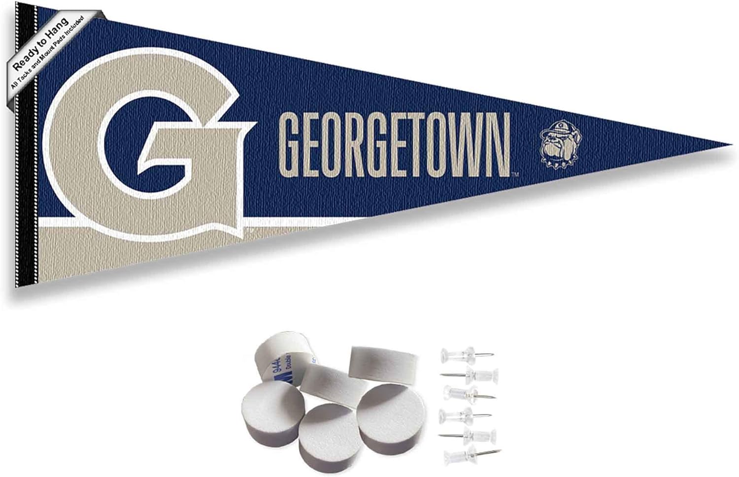 College Flags & Banners Co. Georgetown Team University Hoyas Pennant Flag and Wall Tack Mount Pads