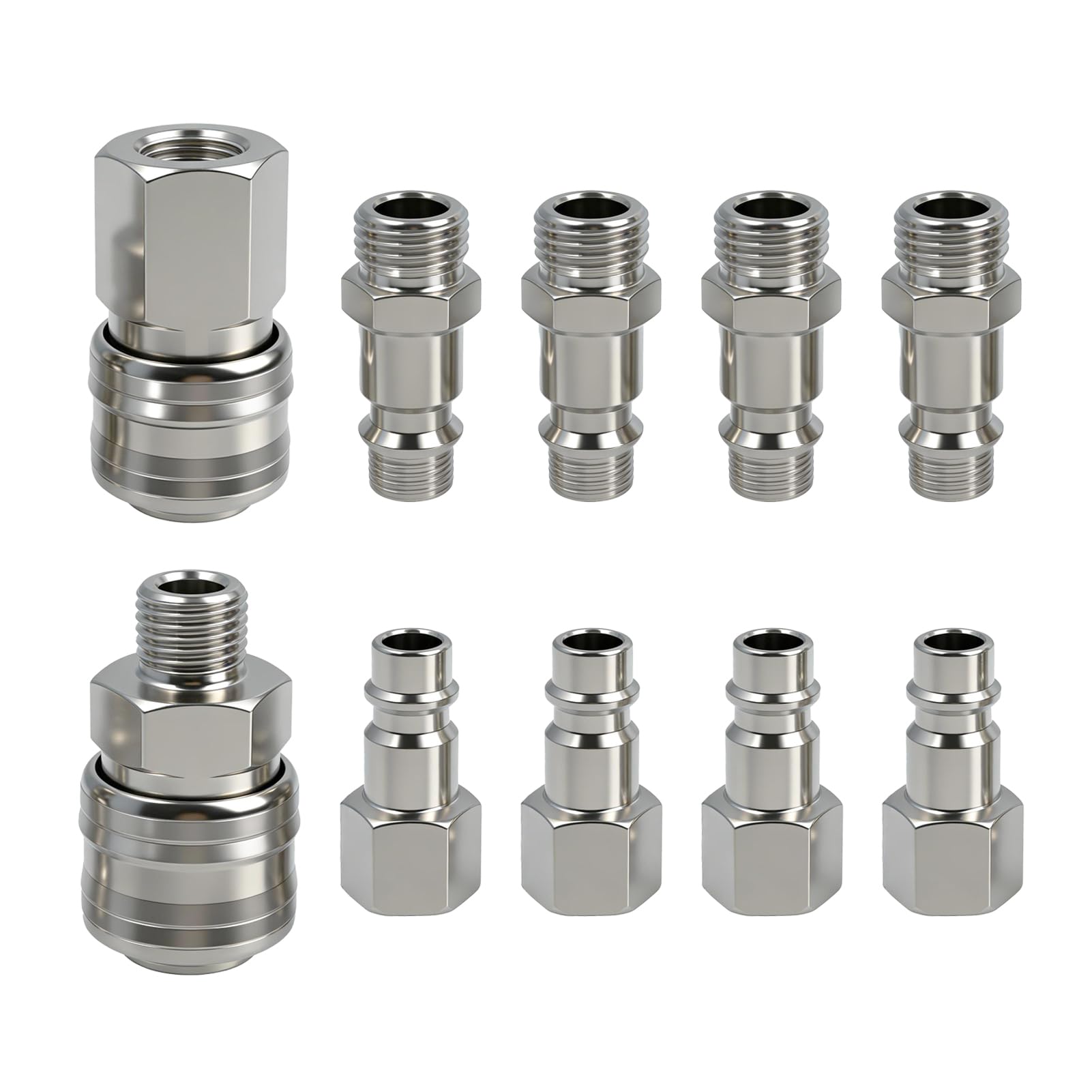 Set di 10 attacchi ad aria compressa Euro 1/4 BSP, attacco rapido ad aria compressa con filettatura, raccordo ad aria compressa per tubi dell'aria e sistemi di aria compressa