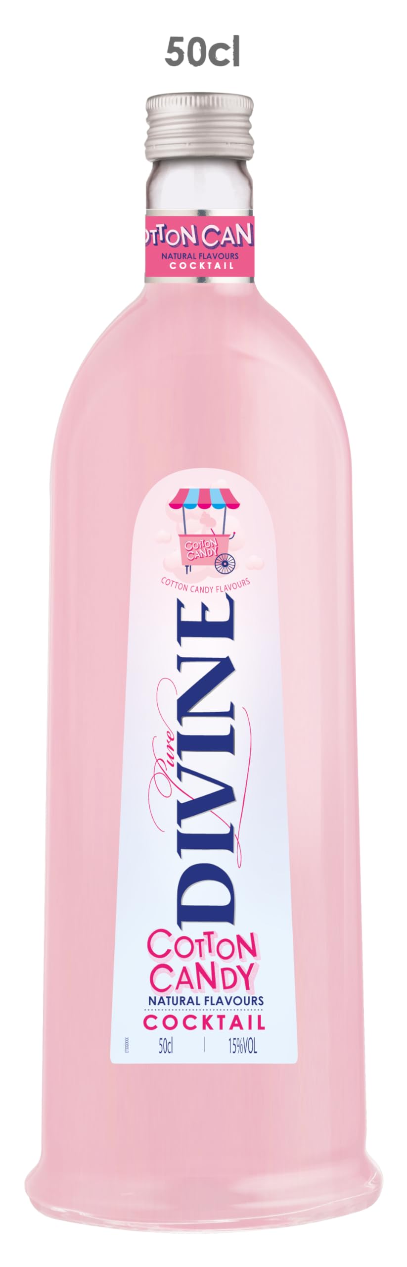 Pure Divine - Tasty Cotton Candy Likör, Aromatisierter Vodka-Cocktail - 15 Prozent Vol (1 x 0,50 l)