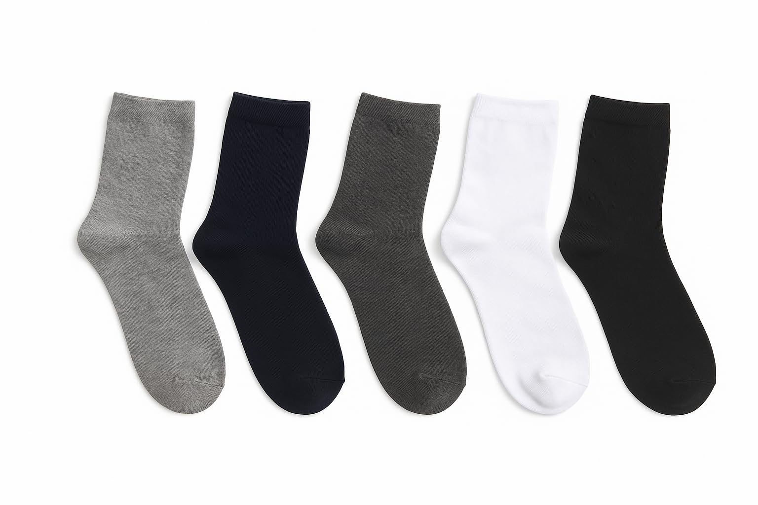 Ultra Soft Cotton Mid Calf Socks, Classic Everyday Comfort, Black White and Grey, 5 colour, each colour 2 pair, 10 pair in the box-image-8