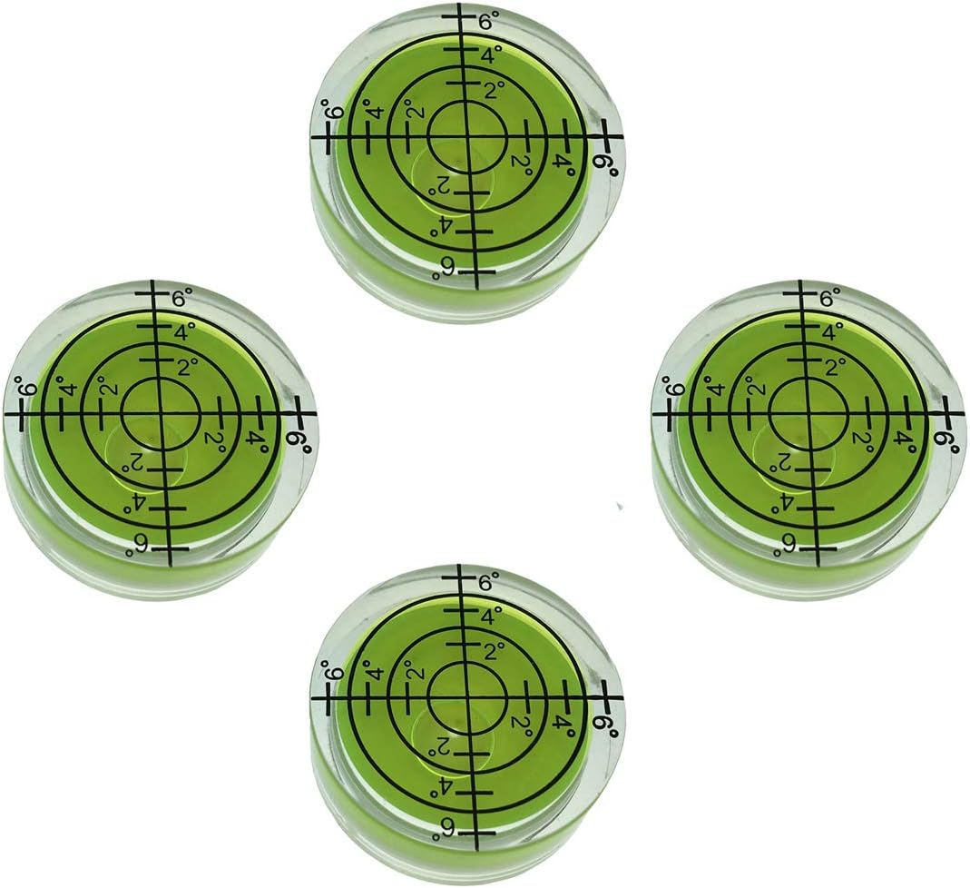 32mm Circular Bubble Spirit Level BY GFNT for Tripod, Phonograph, Turntable Etc (4-Pack Green)