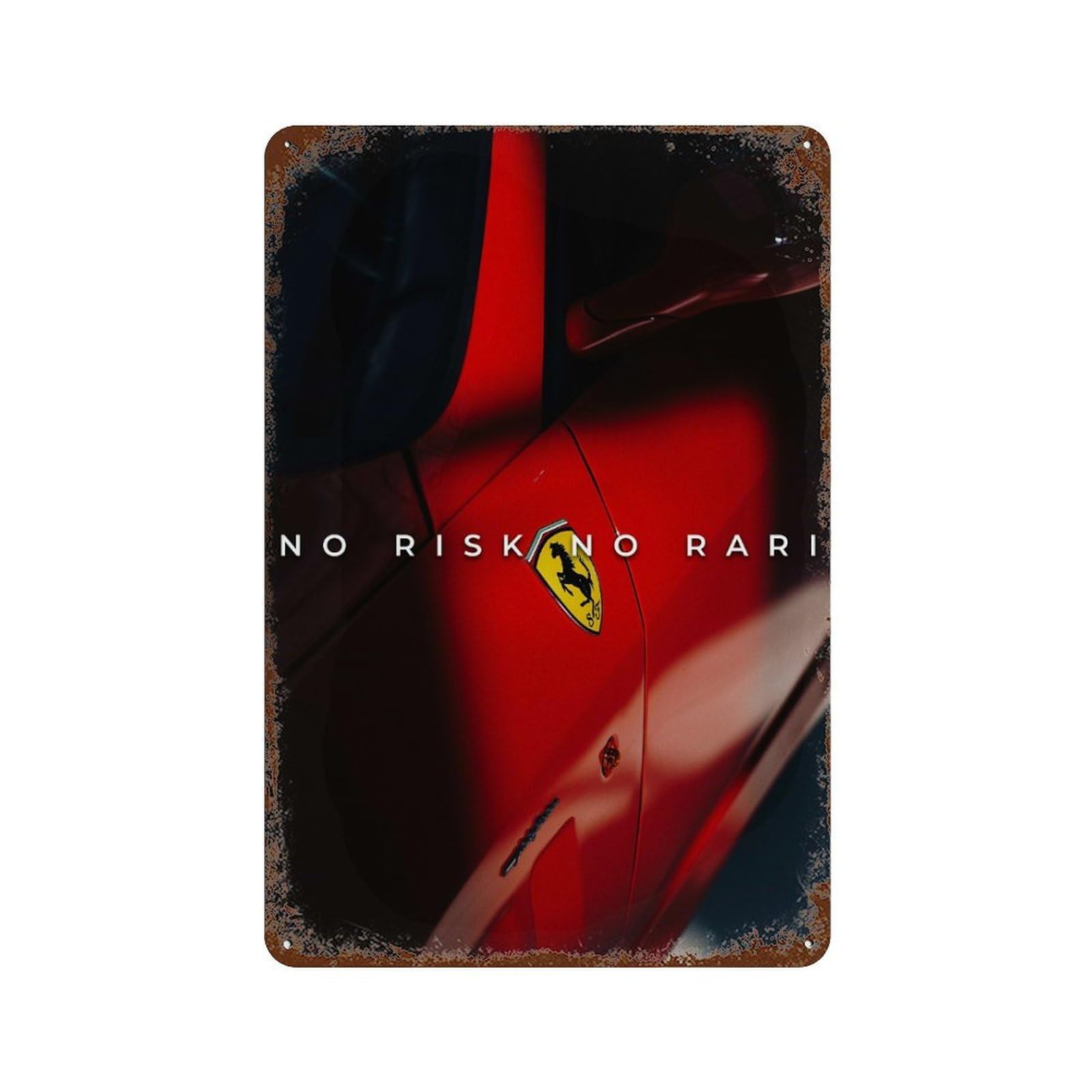 No Risk No Rari Aged Metal Wall Plaque 11.8"x7.9", for Office, Studio And Wall Decor, Novelty Wall Decor