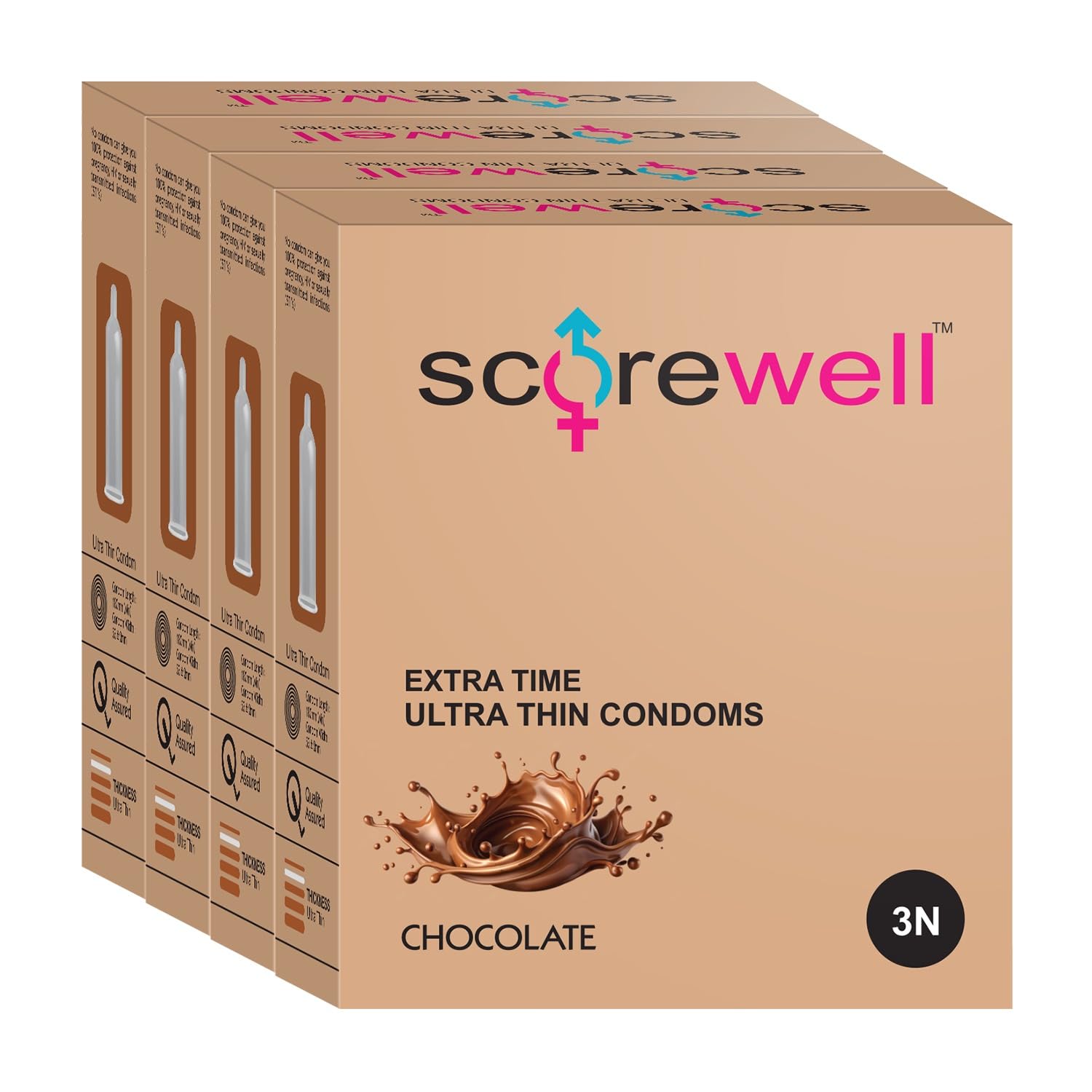 Ultra Thin Extra Time Condoms - Chocolate (Pack of 4) | Natural Latex-image-17