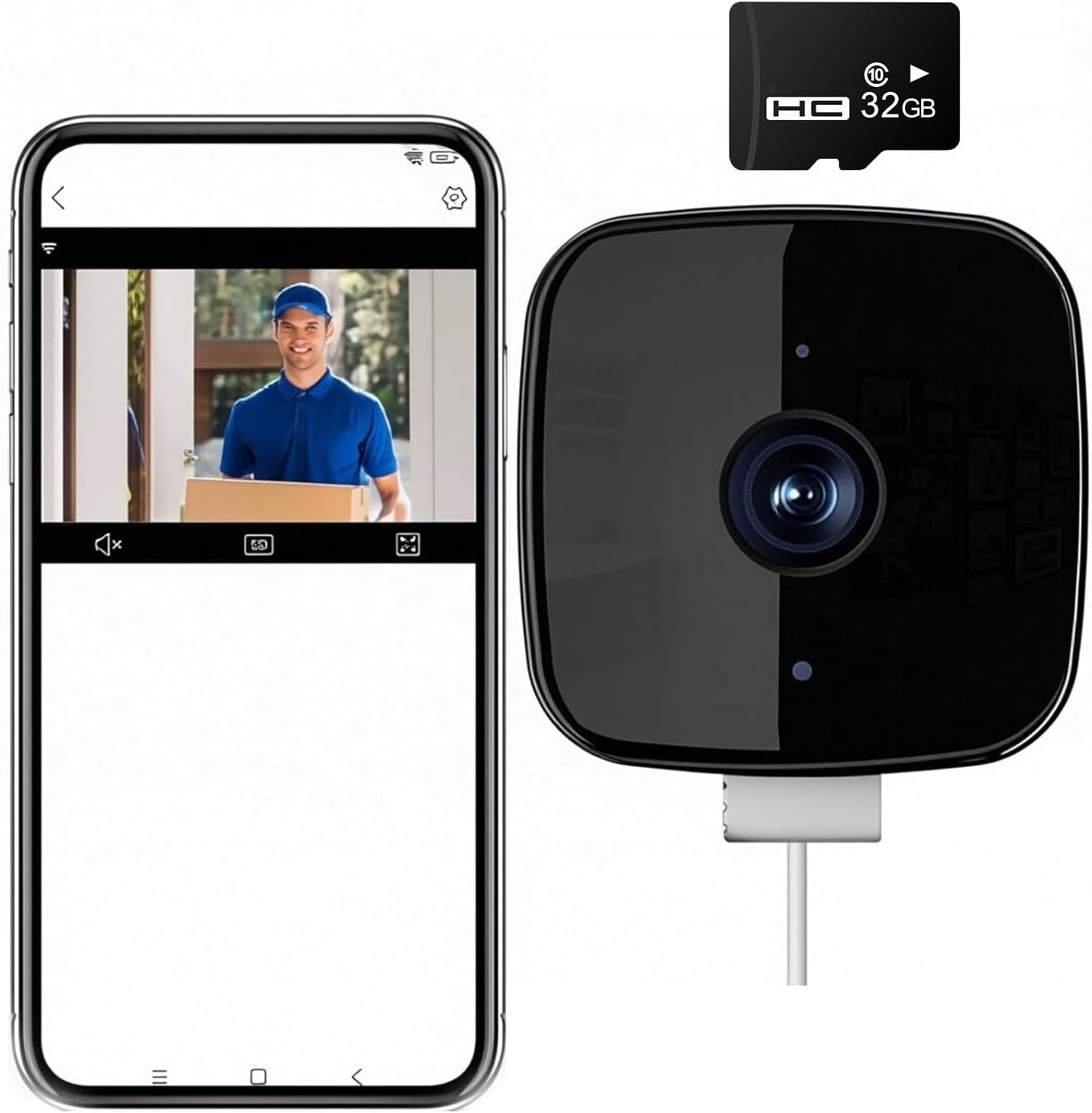 SakerPlus Smart 2K Window Security with Peel-and-Stick Installation, Bluetooth, AI Color Night Vision, 24/7 Continuous Recording for Home Security&Pet Monitoring&Driveway Surveillance (USB 32GB)