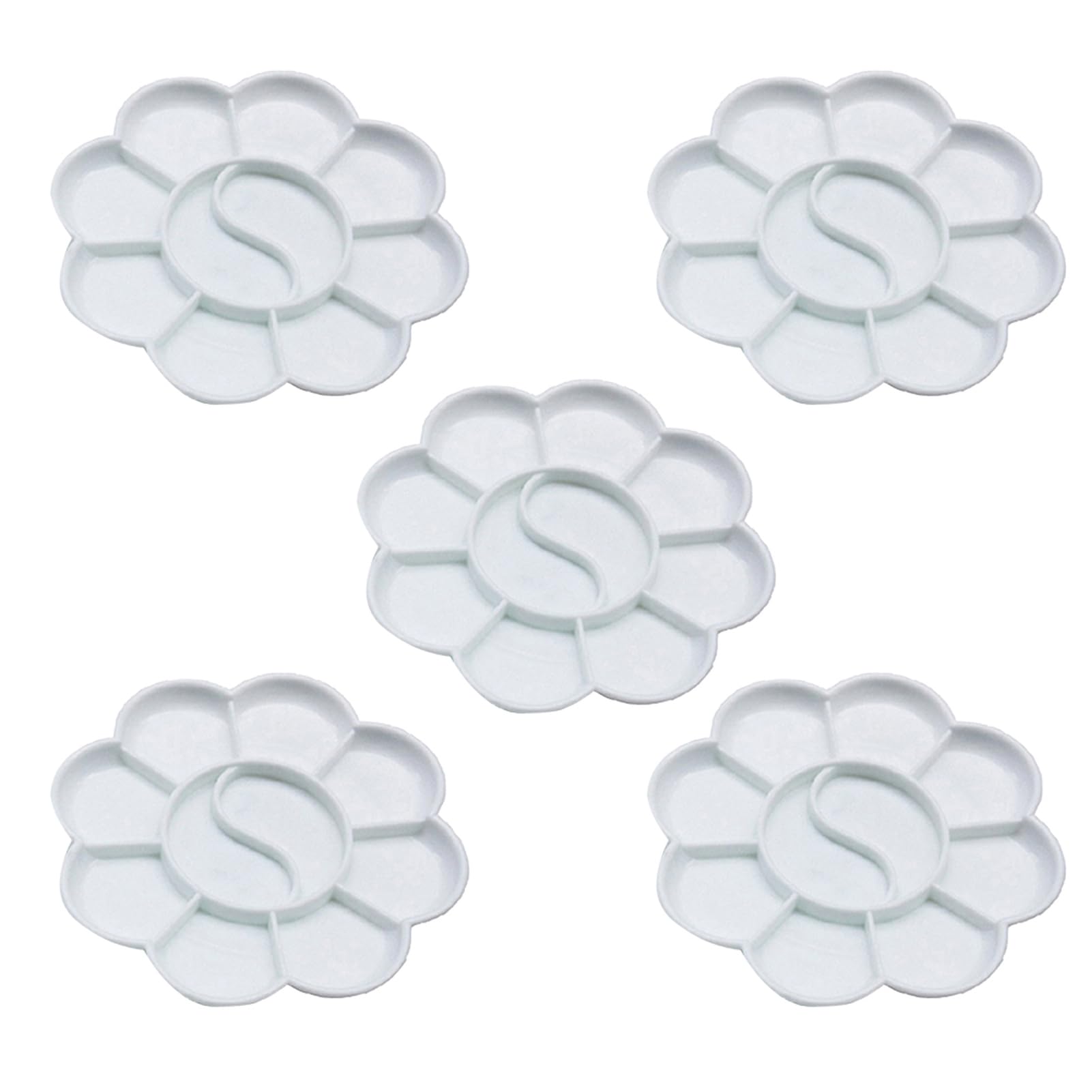 matumou 5Pcs 10-Well Flower Shape Art Tray Artist Watercolor Plastic Palette Supply