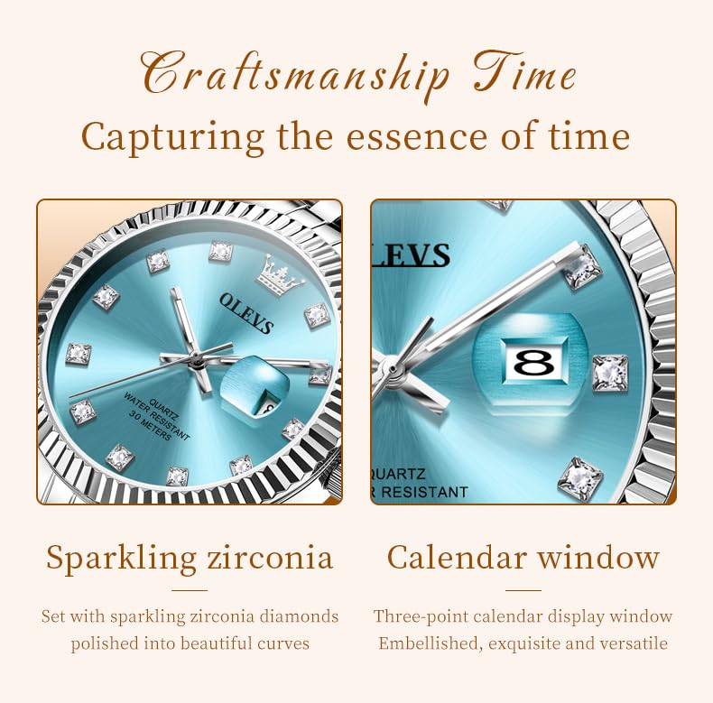 Image of OLEVS Gold Watches for Women Original Luxury Small Square Diamond Wrist Watch Analog Quartz Stainless Steel Waterproof Stylish Ladies Watch Date