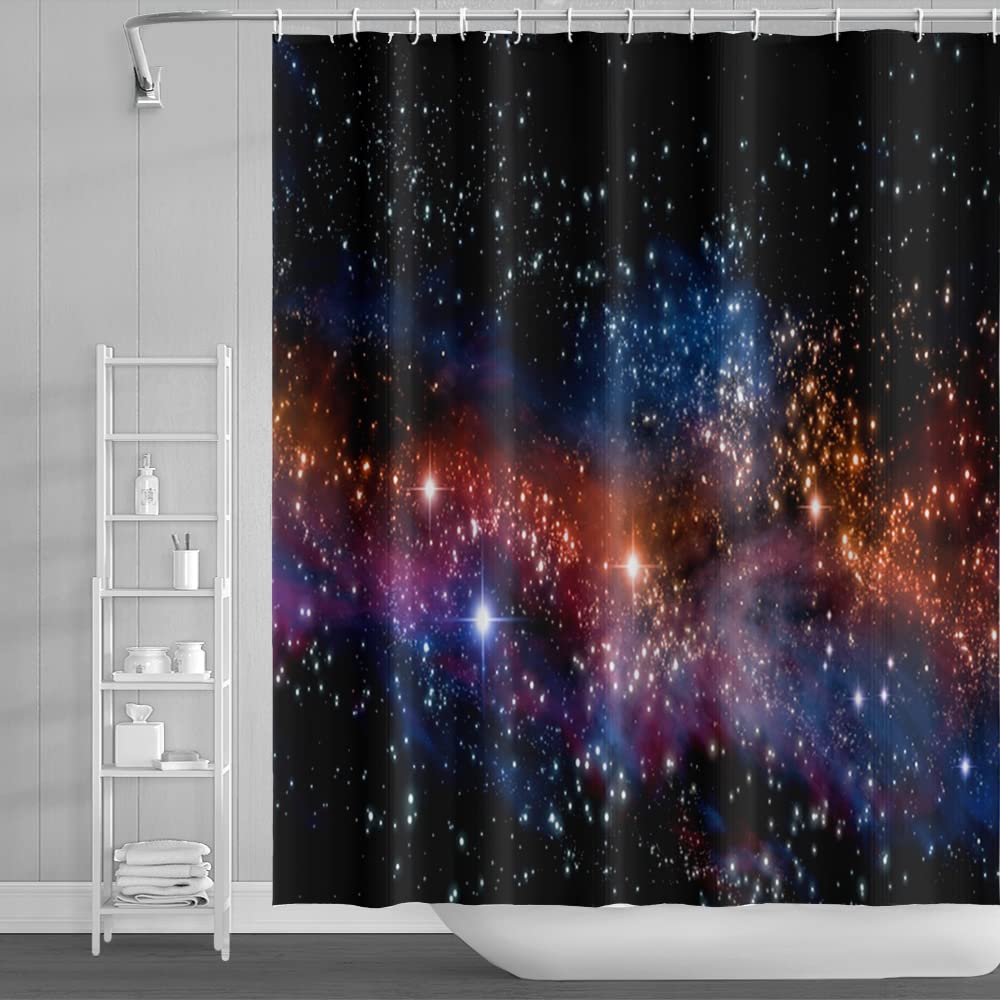 SDOTPMT 122x183cm Colorful Galaxy Shower Curtain Starry Star Nebula Universe Planet Bath Curtain Mysterious Outer Space Bathtub Curtain for Kids Bathroom Decor Fabric Polyester with Hooks