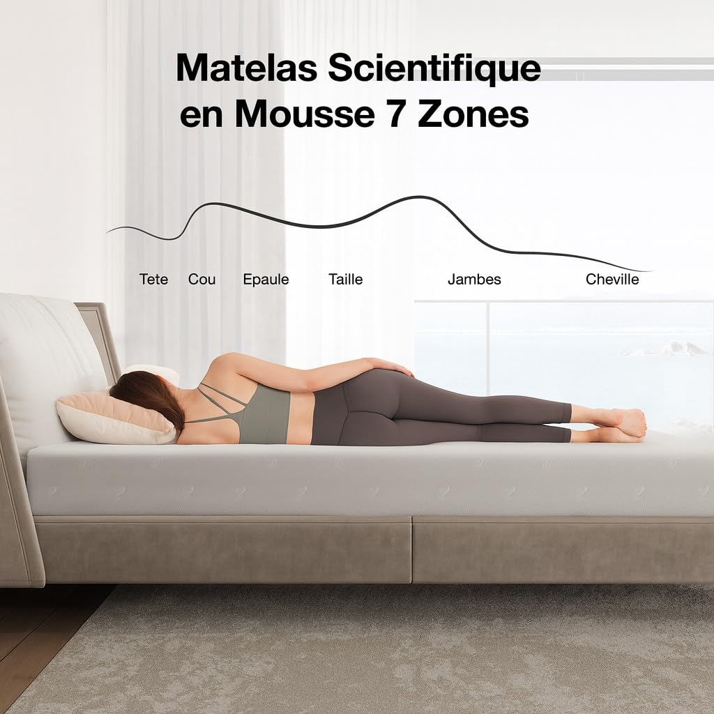 Novilla Matelas 90x200, 18 cm, Mousse à Mémoire de Forme en Gel 7 Zones, Mousse en Fibre de Bambou, Lit d'Adulte et d'Enfant, Confort Mi-Ferme, Amovible et Lavable, Ultra Respirante
