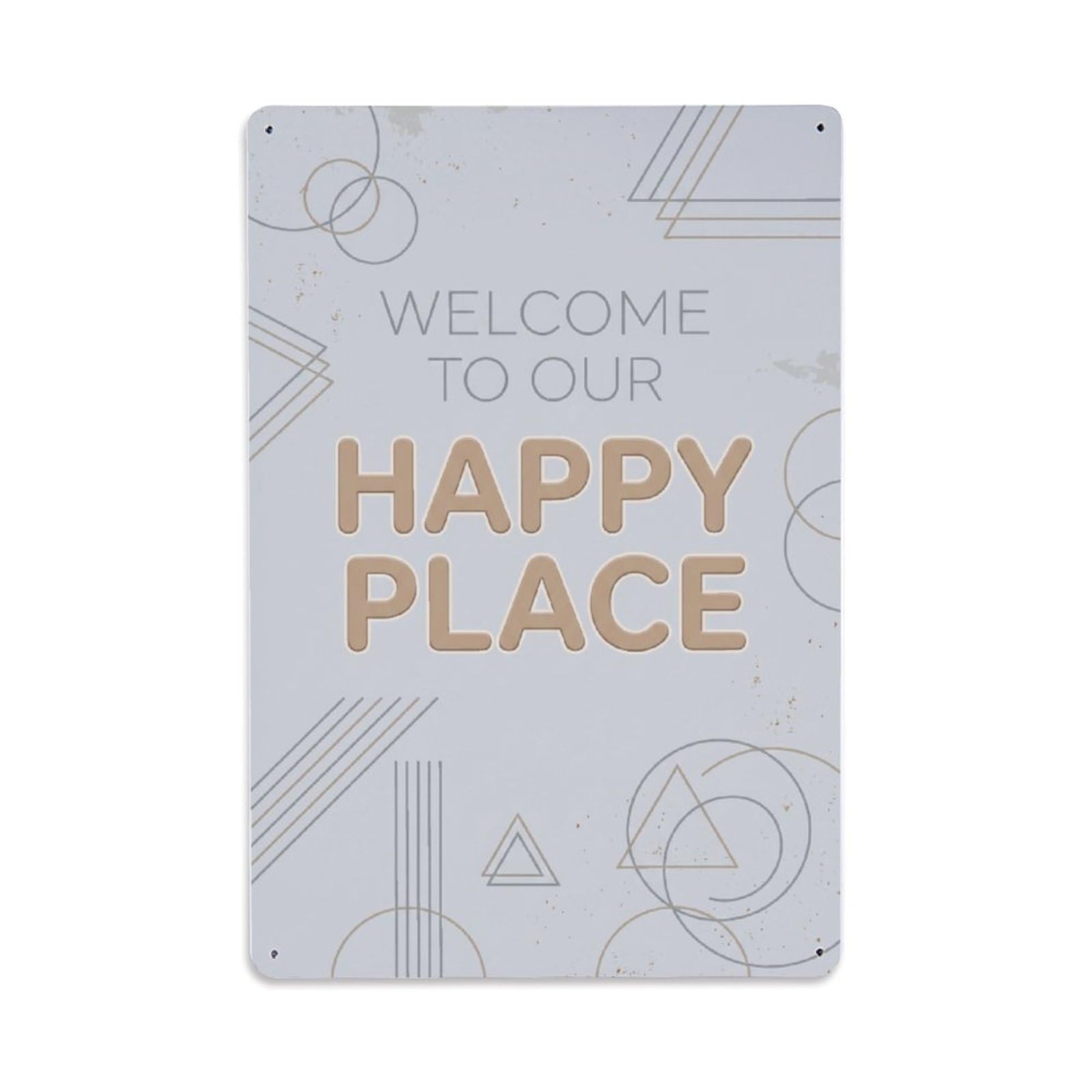 Welcome To Our Happy Place Nordic Hygge Metal Tin Sign Plaque Wall Decor for Cafe, Club Bar, Office, Home Garden Metal Poster 8x12Inch