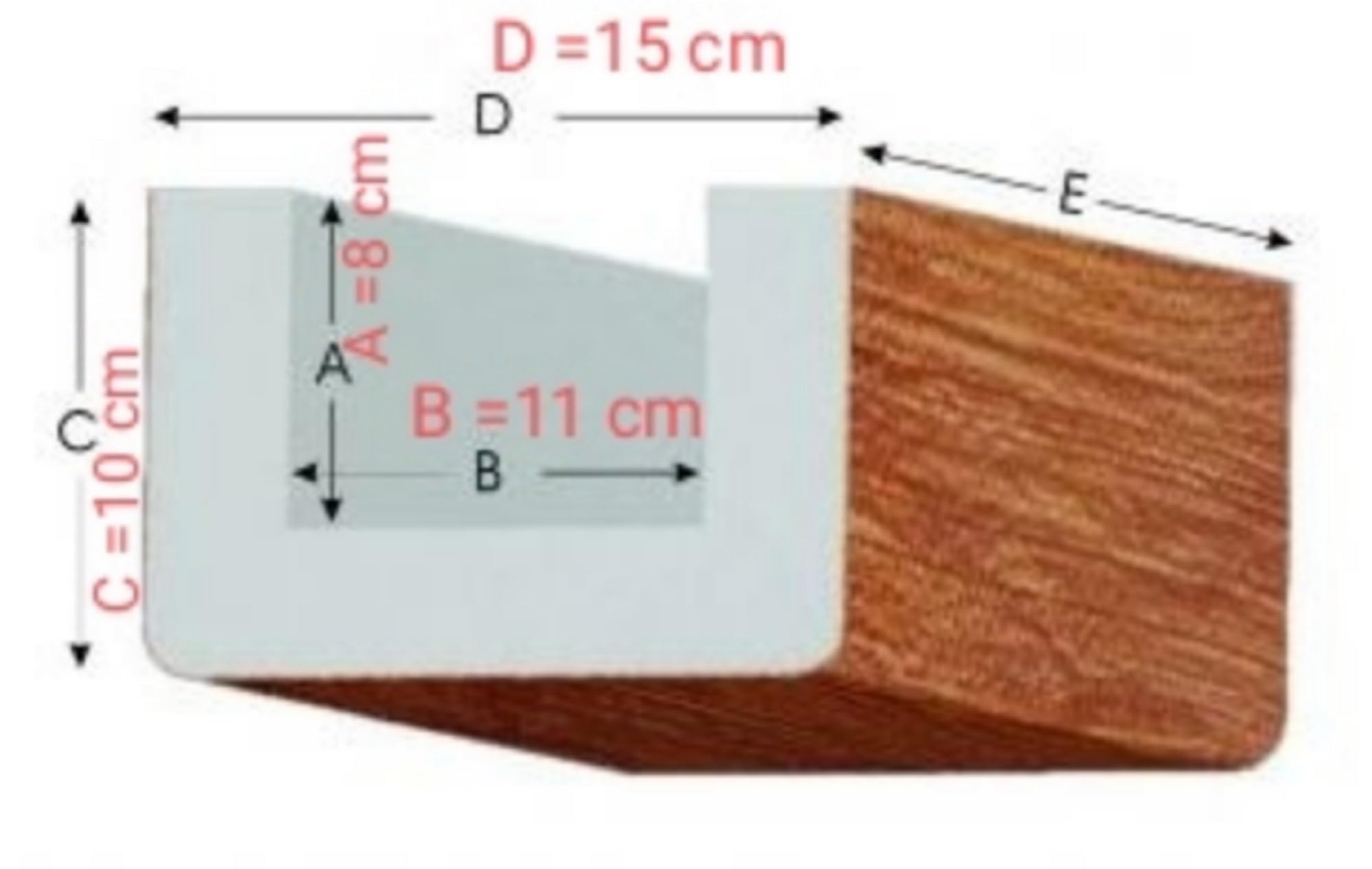 Trave finto legno lunghezza 100 cm. (L15xH10 cm, Olmo)