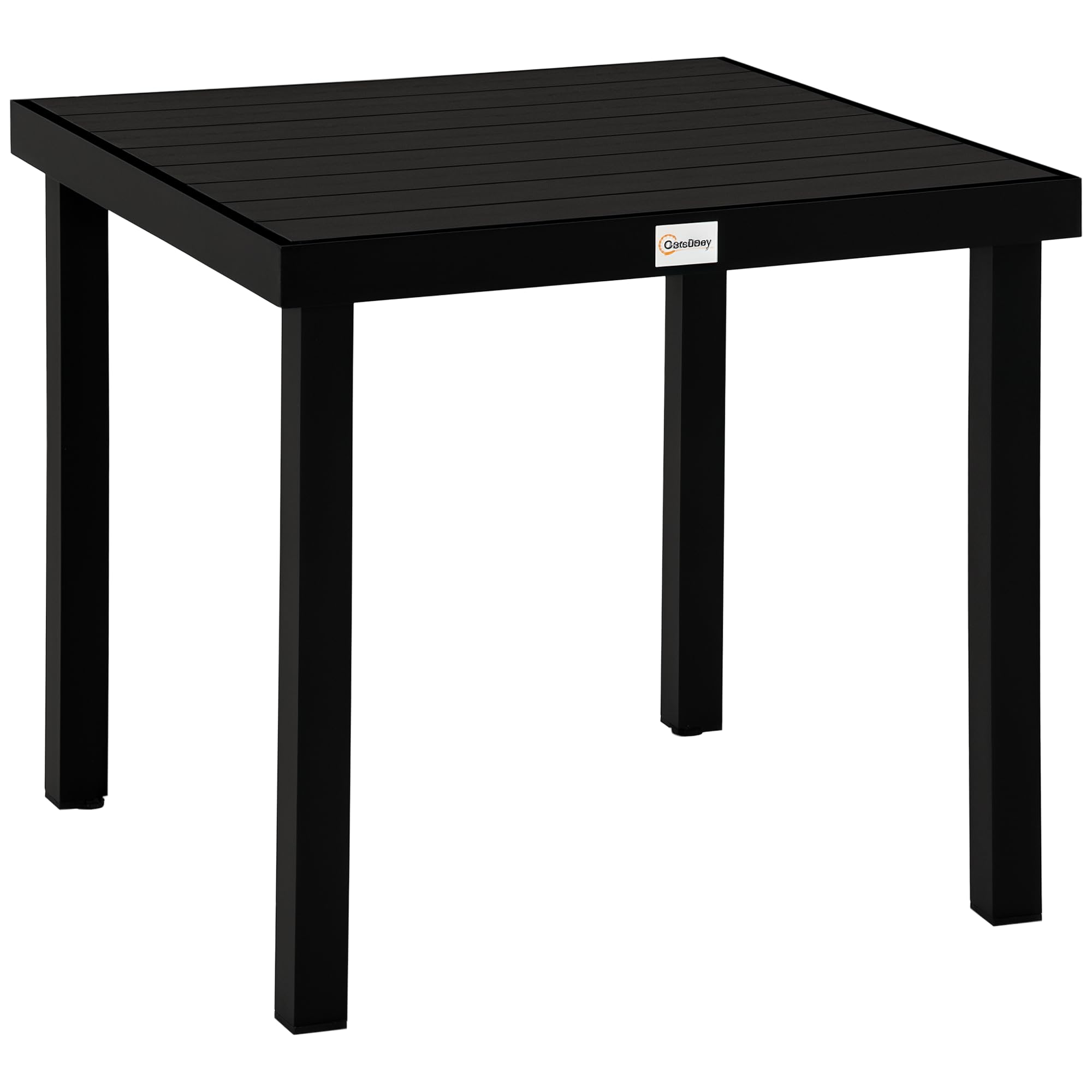 Outsunny Gartentisch für 6 Personen Esstisch Aluminiumtisch Gartenmöbel Loungemöbel pflegeleicht Kunststoff Natur+Schwarz 80 x 80 x 74 cm