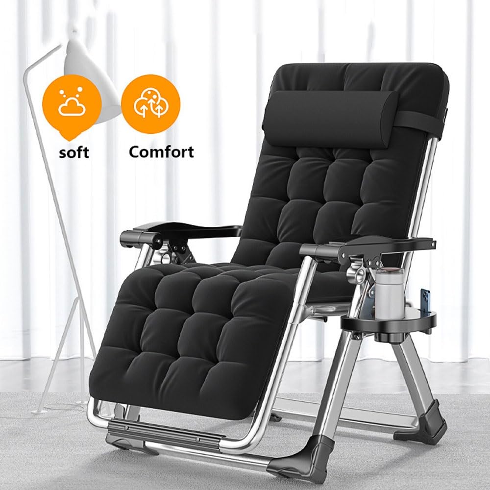 Tumbona, Silla de Gravedad Cero, Silla Reclinable Plegable con Reposacabezas Ajustable y Portavasos, Hamaca Portátil para Jardín, Patio, Playa y Camping