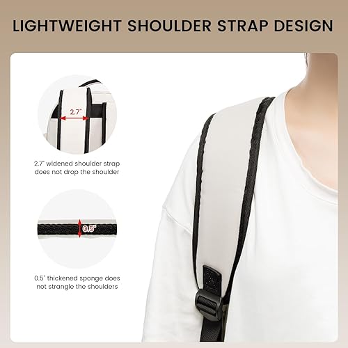 Miniatura 7 de LOVEVOOK Mochila para laptop para mujer bolsas de computadora de negocios para viajes de trabajo, Beige-Negro, Mochila