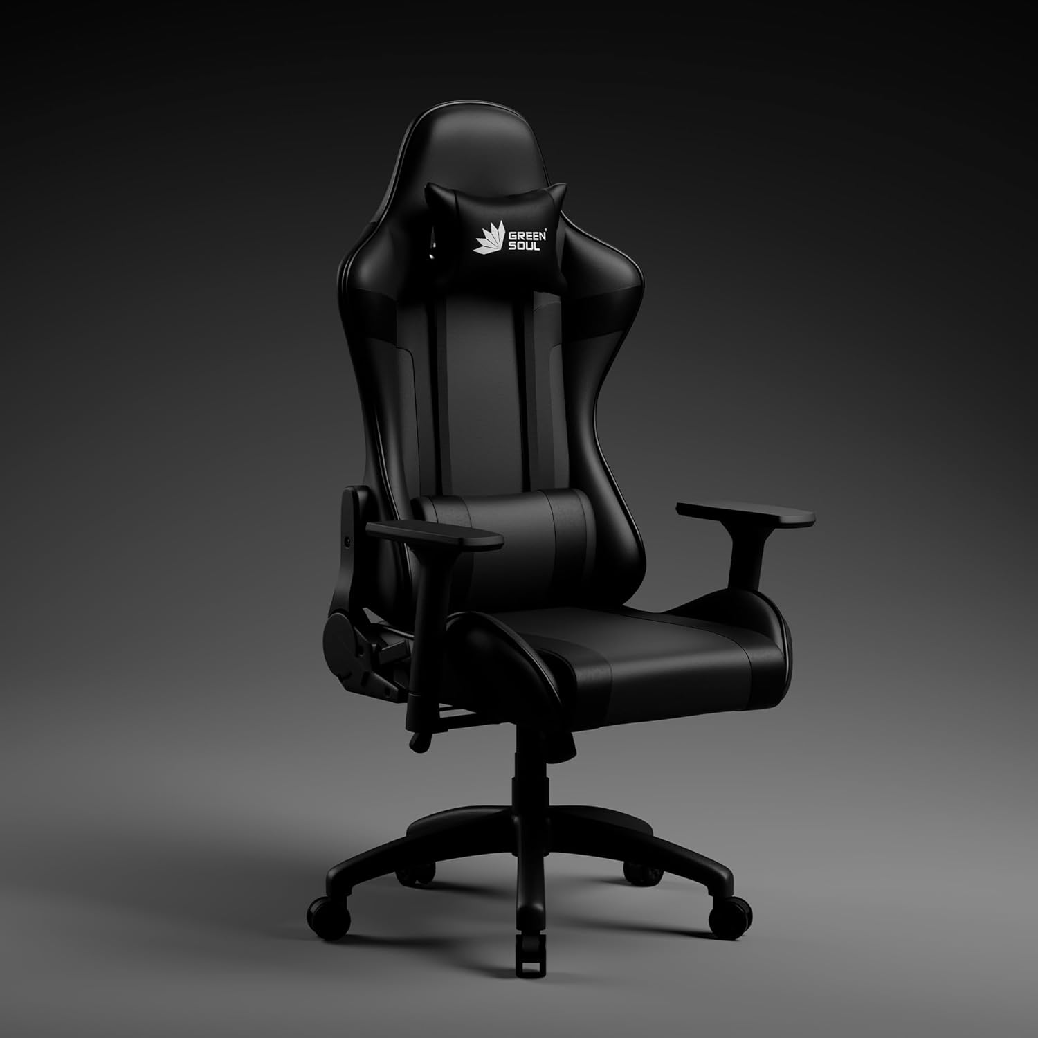 Green Soul Raptor 2.0 Racing Edition Ergonomic Gaming Chair with Premium PU Leather, Adjustable Neck & Lumbar Pillow, 3D Adjustable Armrests & Heavy Duty Nylon Base (Black) Installation Provided