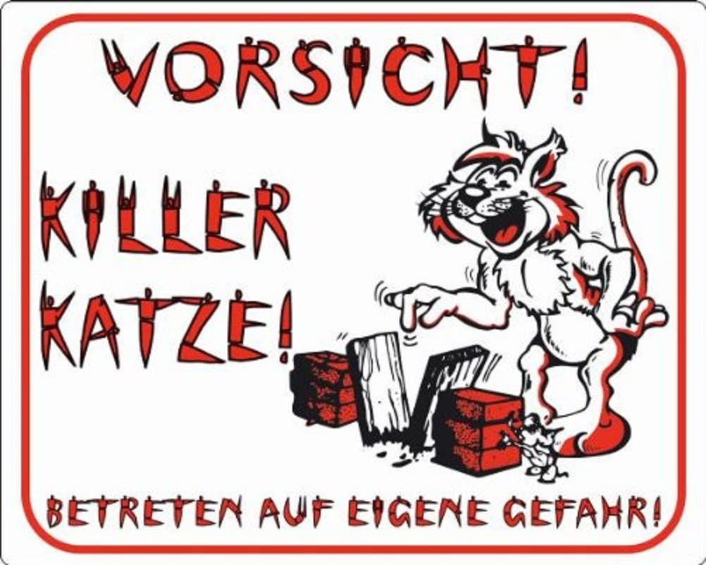 Nobby Warning Sign Vorsicht! Killer Cat Yellow 12 x 3.5 cm