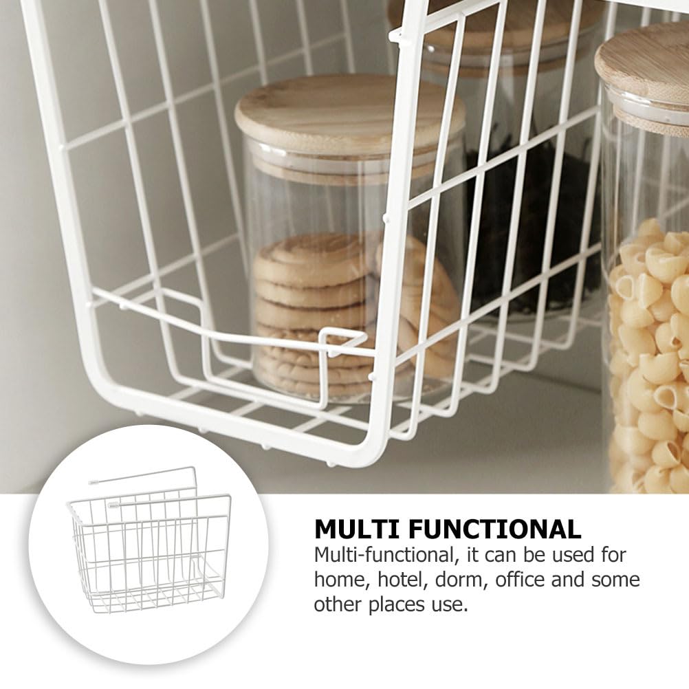 BESTonZON 1 cesta colgante de almacenamiento para pared, cesta de verduras, organización y almacenamiento debajo de estantes de alambre, cajones de armario, estante de almacenamiento, ajo, oficina,