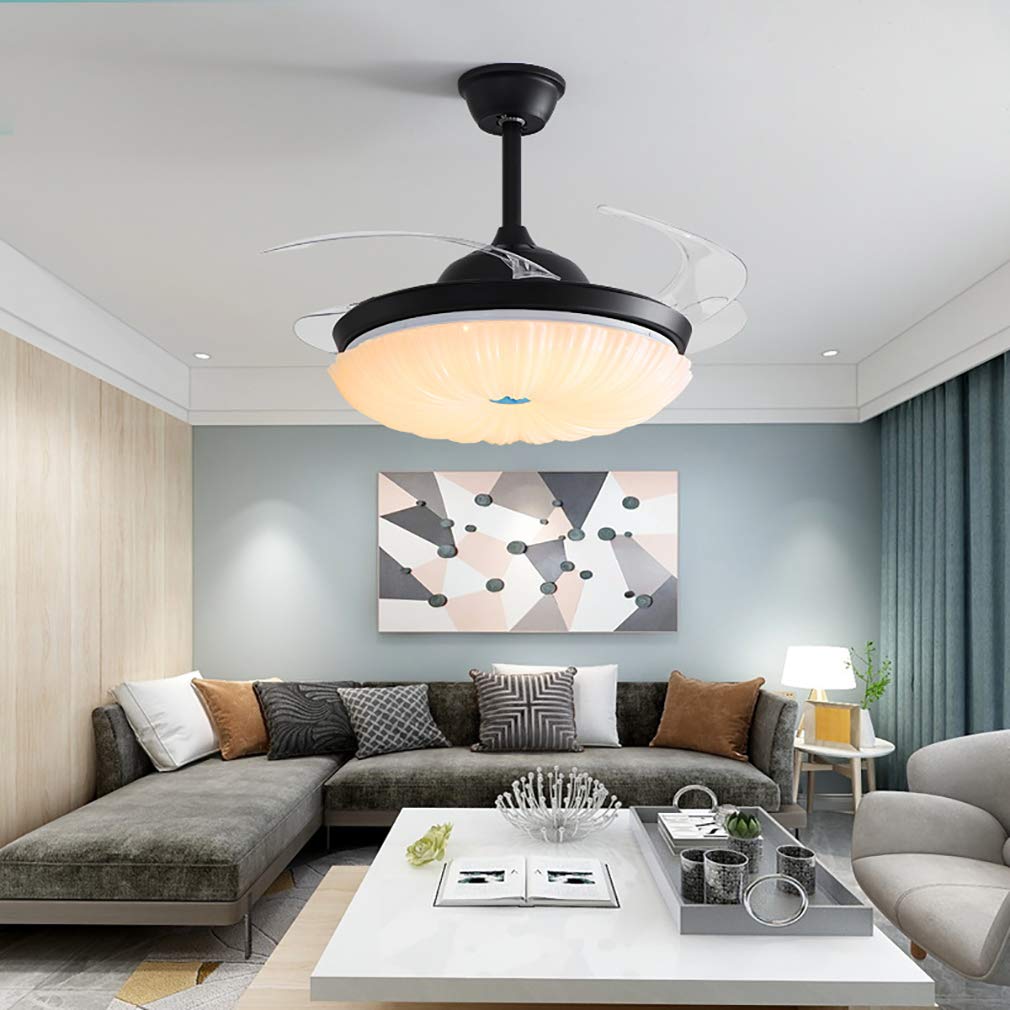 HXYSXHJUO Fanps, Modern Reversible Ceilifans with Lights and Remote Control, 6 Speed Adjustable Led Fan Light for Indoor Bedroom Liviroom Lounge Diniroom/Blue/108Cm*45Cm