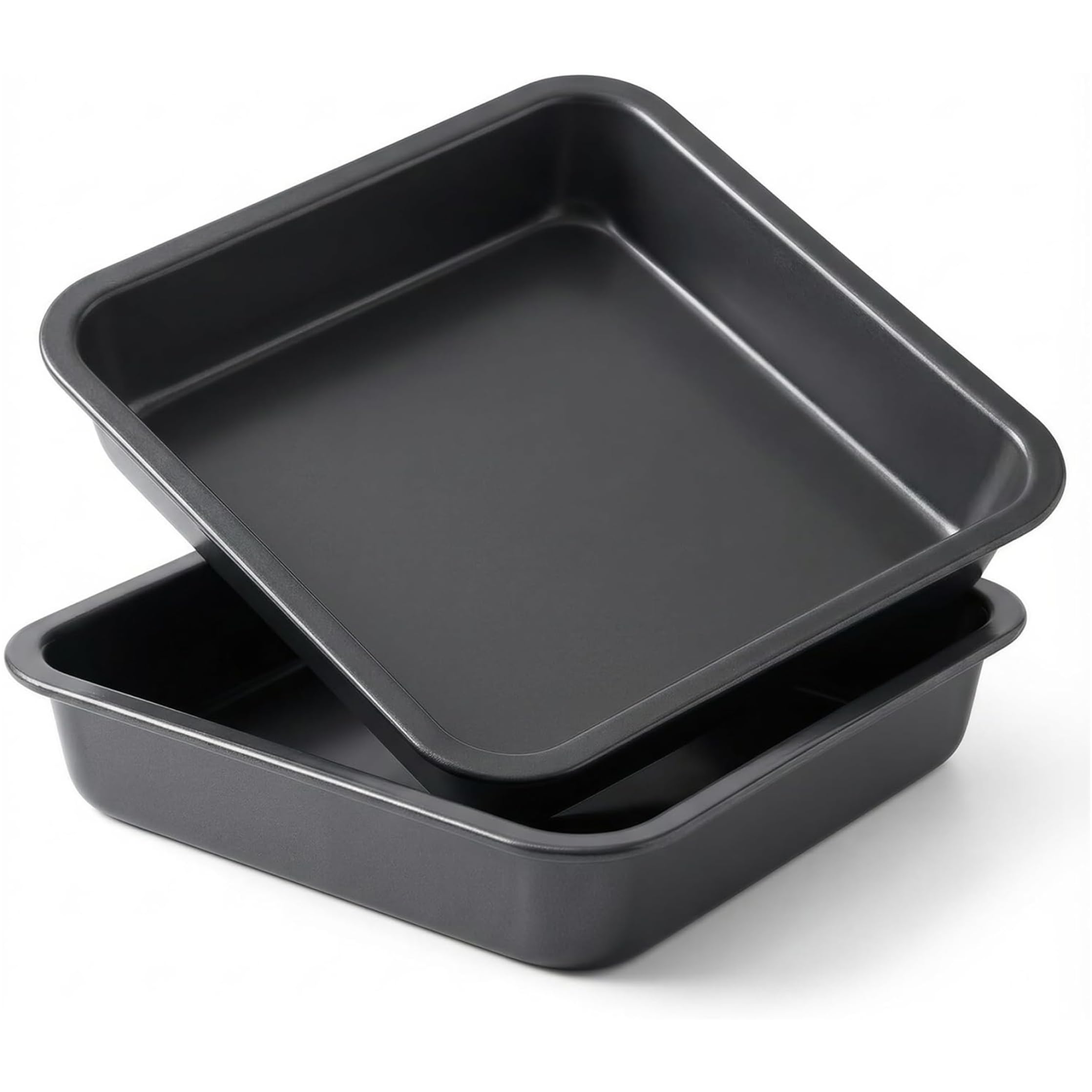 Sjfbebsy Square Baking Pan, 2Pcs Non-Stick Brownie Pans, Thickened Food-Grade Carbon Steel Cake Pans for Brownies, Cakes & Breads, Black, 8.66x8.66 Inch - Cake Pan