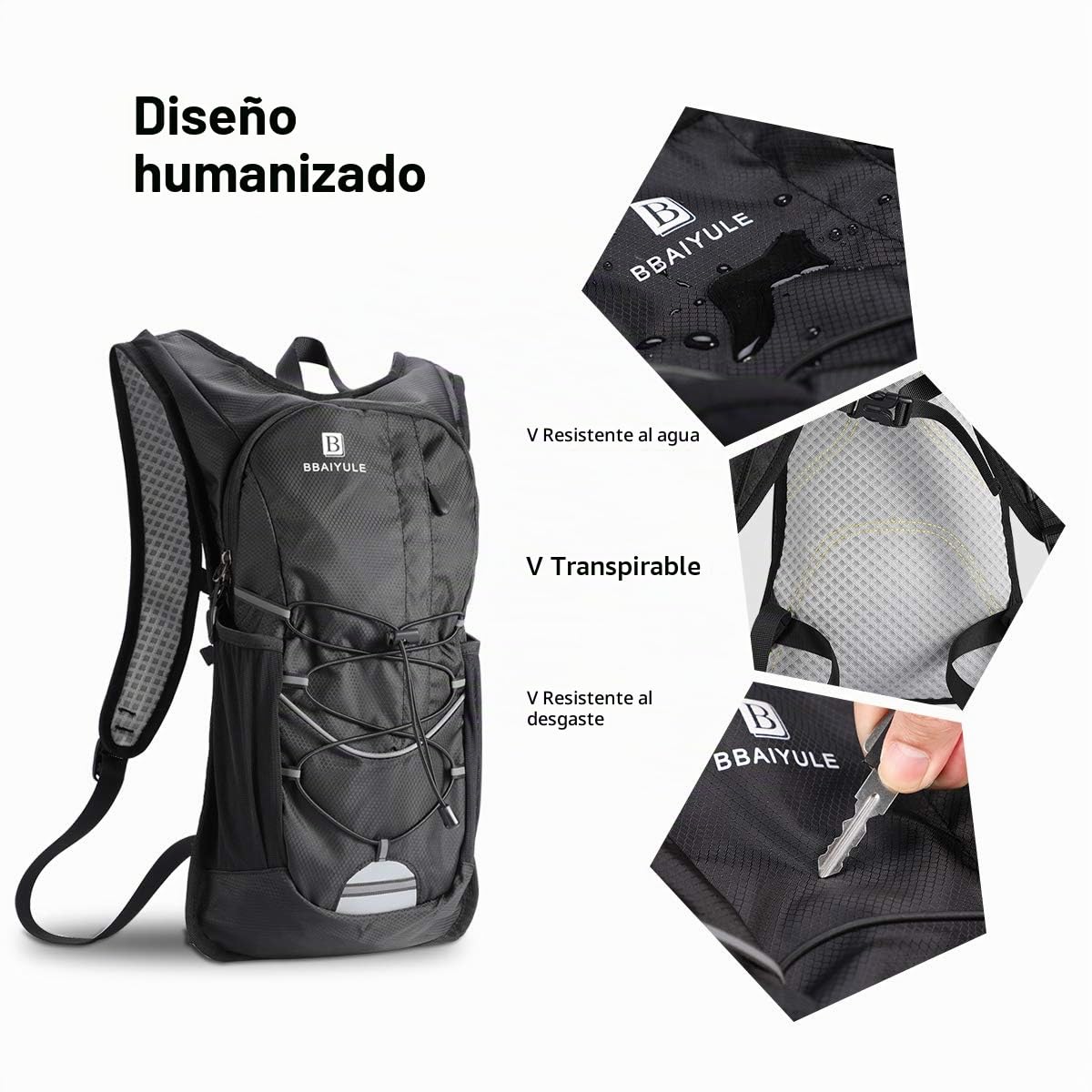 mochila de hidratación con vejiga de hidratación 2L, sin BPA| mochila de ciclismo con reflectores | mochila con sistema de hidratación |mochila de running ultraligera 380g| running, bicicleta