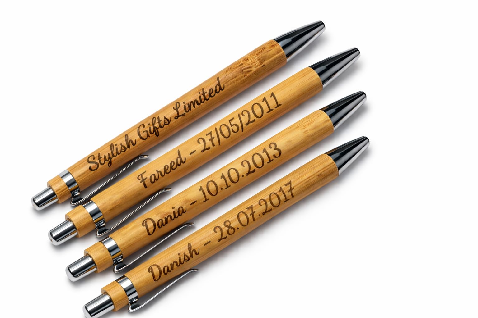 Sonnet Signs Personalised Bamboo Ballpoint Pen – Laser Engraved Retractable Wooden Pen, Eco-Friendly Bamboo Design, Custom Gift for Office, Business, School, Birthdays, Christmas & Anniversaries