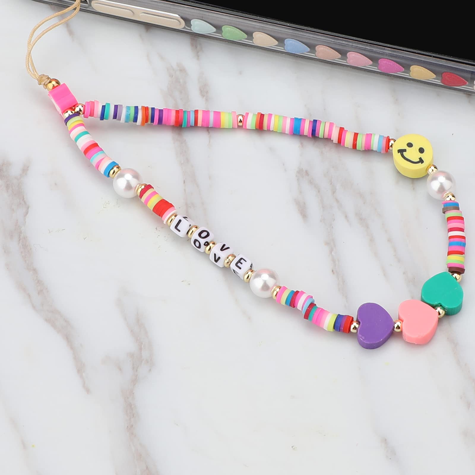 Telefoonbedel met roze kralen, sleutelhanger ster met strik, kawaii-sleutelkoord - België