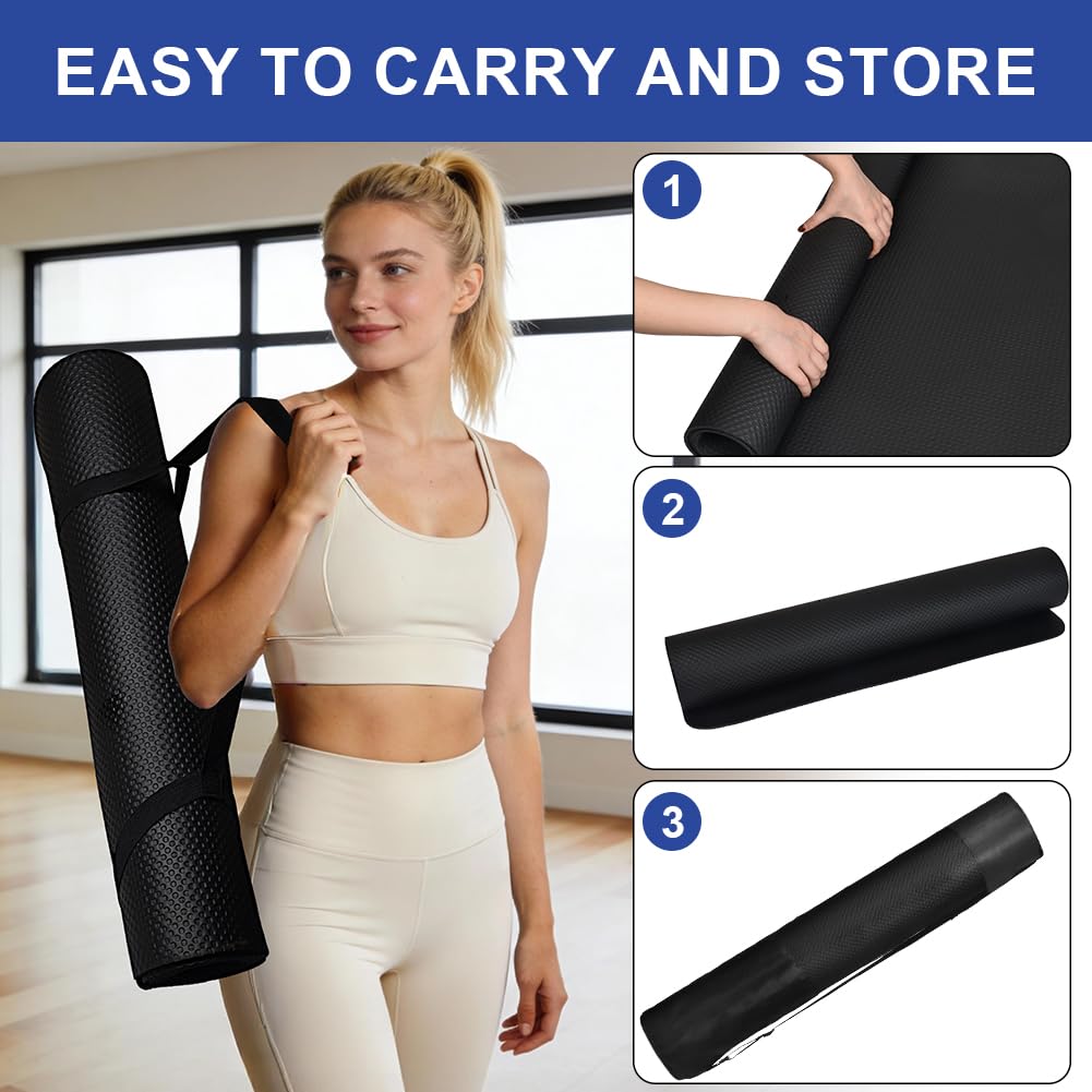 DiULi Mata do jogi, mata ochronna, sprzęt fitness, mata fitness z paskiem do noszenia i torbą, do pilatesu, treningu, sprzętu sportowego, domowej siłowni, 60 x 120 cm, 60 x 180 cm, 75 x 180 cm