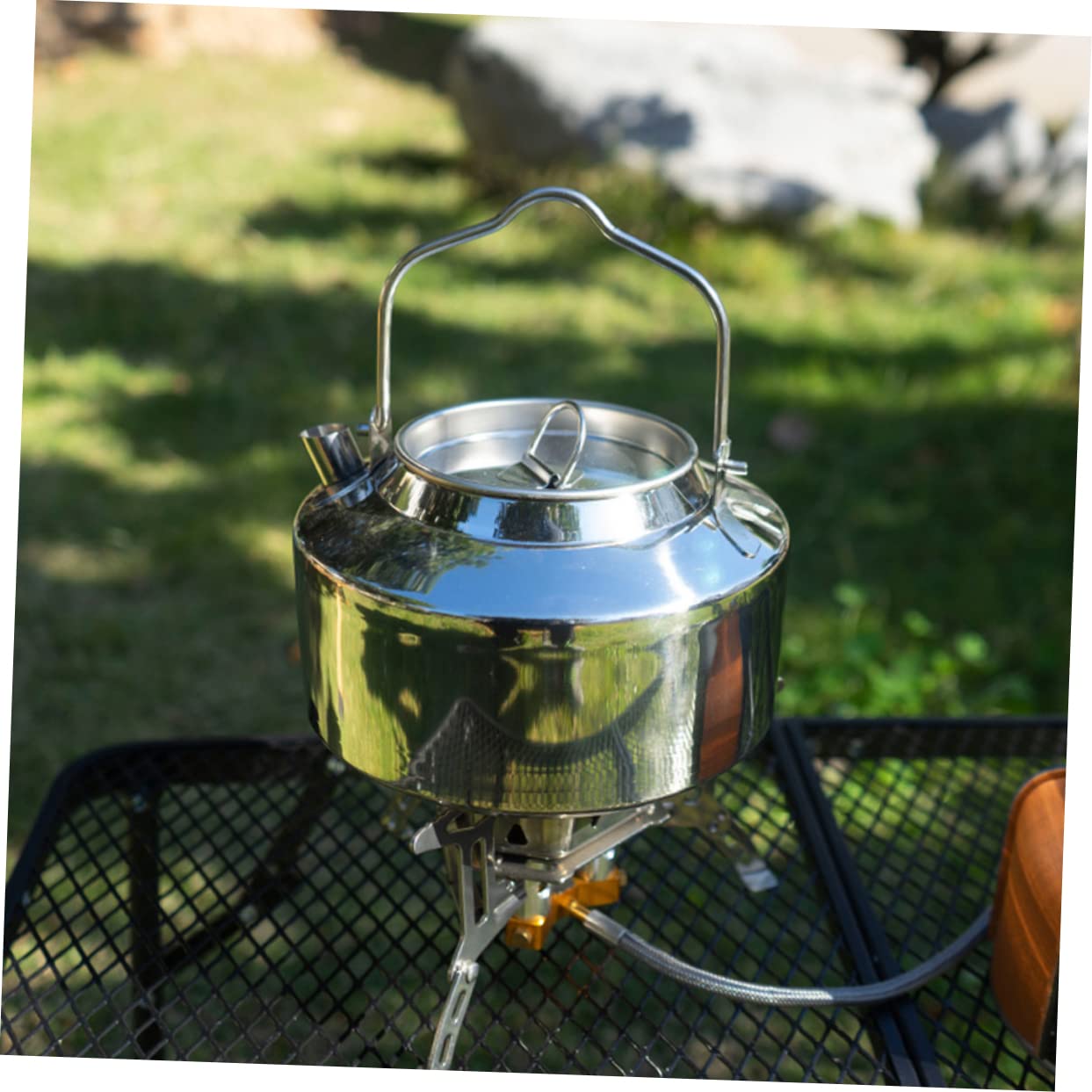 Bouilloire De Camping Théière Acier Inoxydable Ustensiles De Cuisine Portable Pour Randonnée