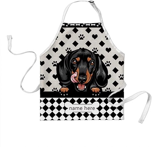Vista 10 de Delantal de lunares de perro personalizado lindo perro salchicha, DOBERMAN