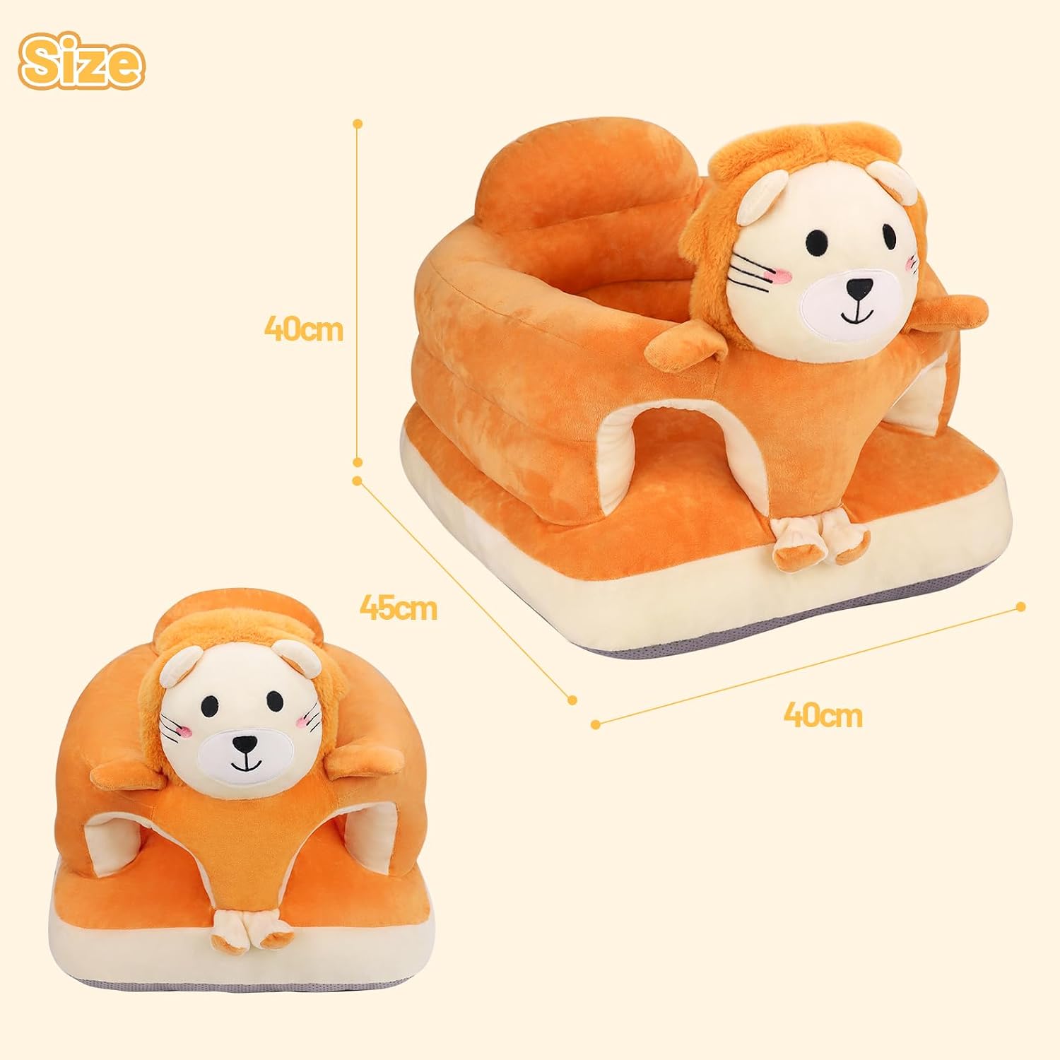 KAKIBLIN Baby Sit Up Chair Support Sofa,Sit Me Up Floor Seat for Baby,Soft Plush Cartoon Animals Learning to Sitting Chair Seats for 3-24 Month Girls and Boys,PP Cotton Full Filling