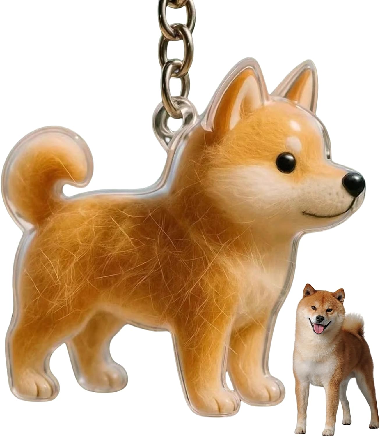Dog Hair Collector Keychain for Pet Memorial, Cute Shiba Inu Capsule