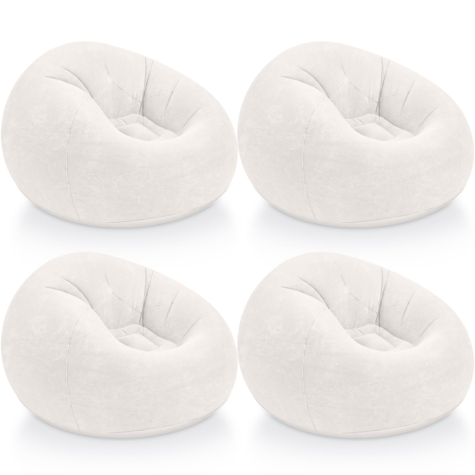 Realspring Inflatable Bean Bag Chairs,Beige,4 Pcs