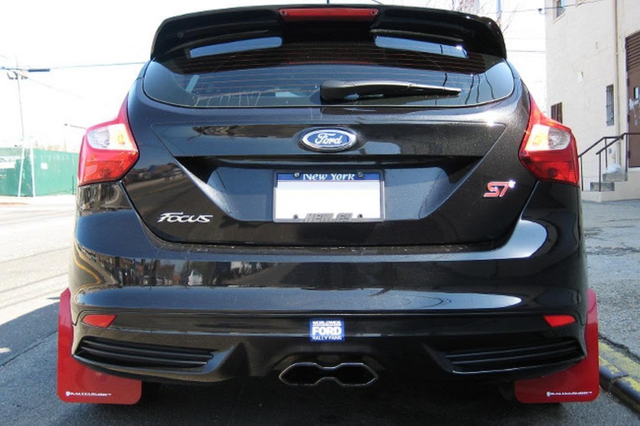 Rally Armor MF27-UR-BLK/BL Black, Blue Mud Flap with Logo (13+ Ford Focus ST), 1 Pack