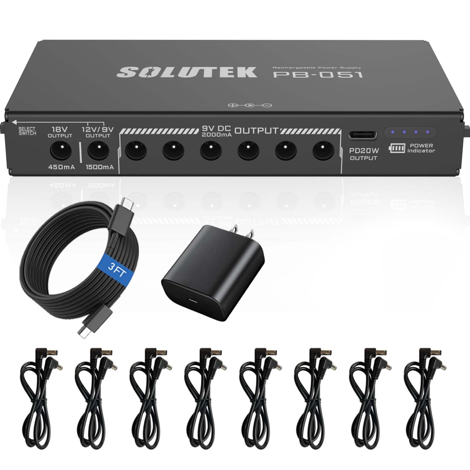 Fuente de alimentación de pedal de guitarra recargable 12800 10 salidas de alta corriente 2000 mA 9 V 12 V 18 V 5 V para pedal, tambor electrónico, teclado, mezclador... | Conveniente potencia