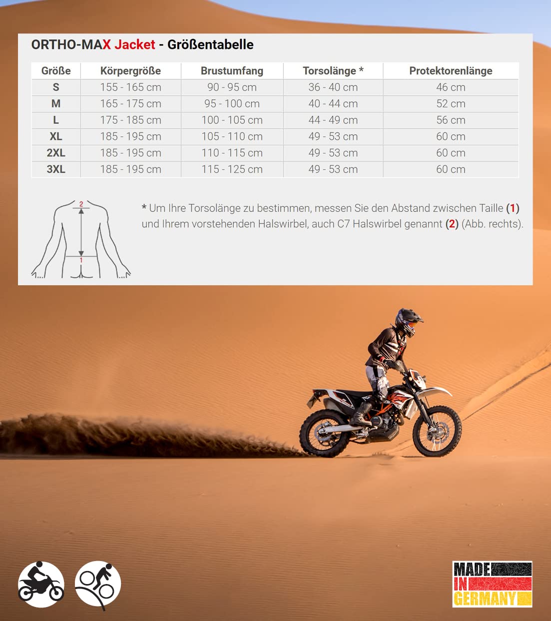 Chaqueta protectora Ortho-Max para una protección óptima.