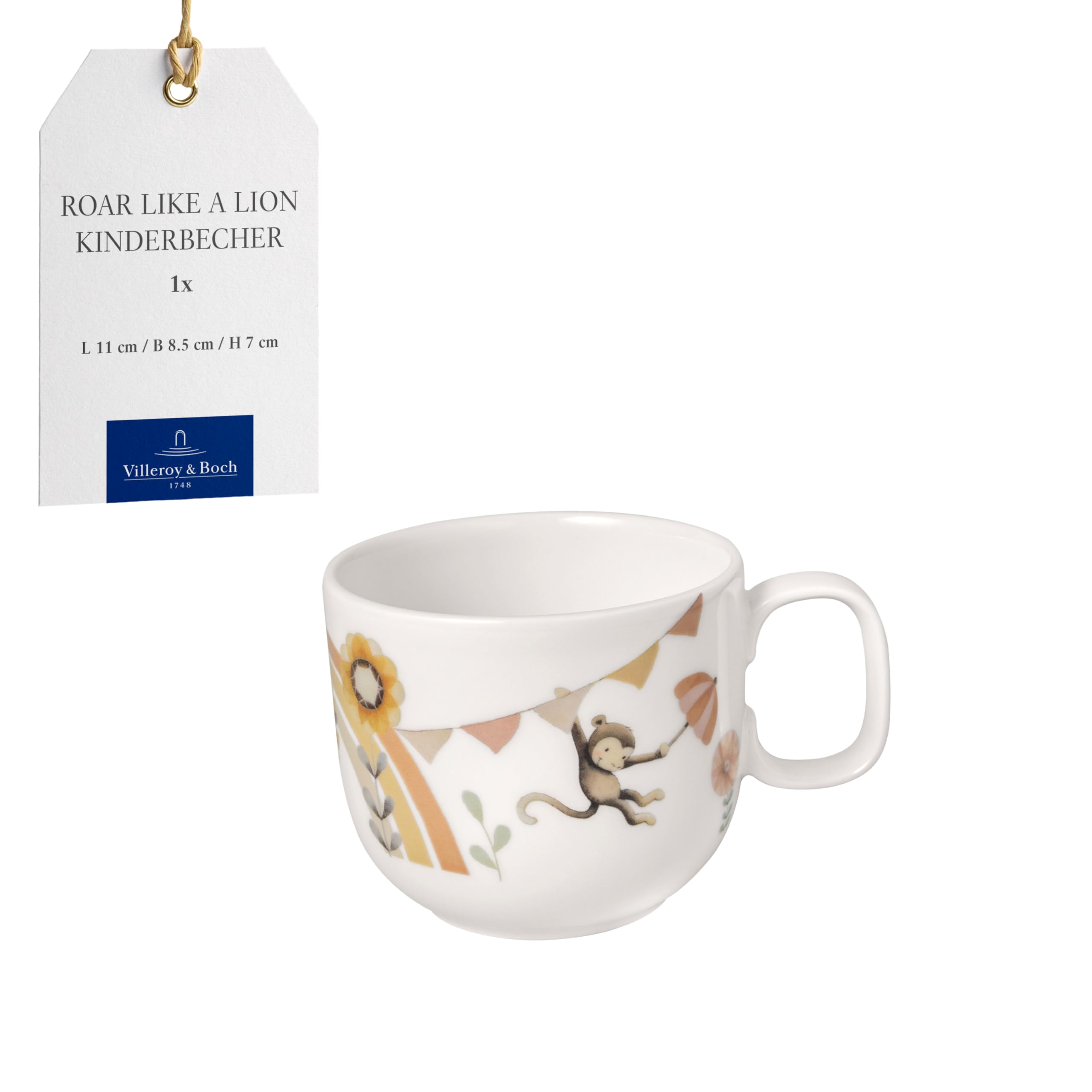 Villeroy & Boch - Boho Kids Roar Like a Lion Small Children's Cup with Handle, Cup for Kids, Porcelain Cup, Children's Tableware, Dishwasher Safe, Microwave Safe, Multicolored