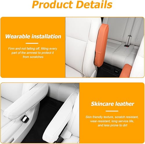 Miniatura 4 de AUCELI Fundas elásticas para reposabrazos de asiento delantero de automóvil, 13.78 x 5.12 pulgadas, 2 protectores de reposabrazos de cuero de