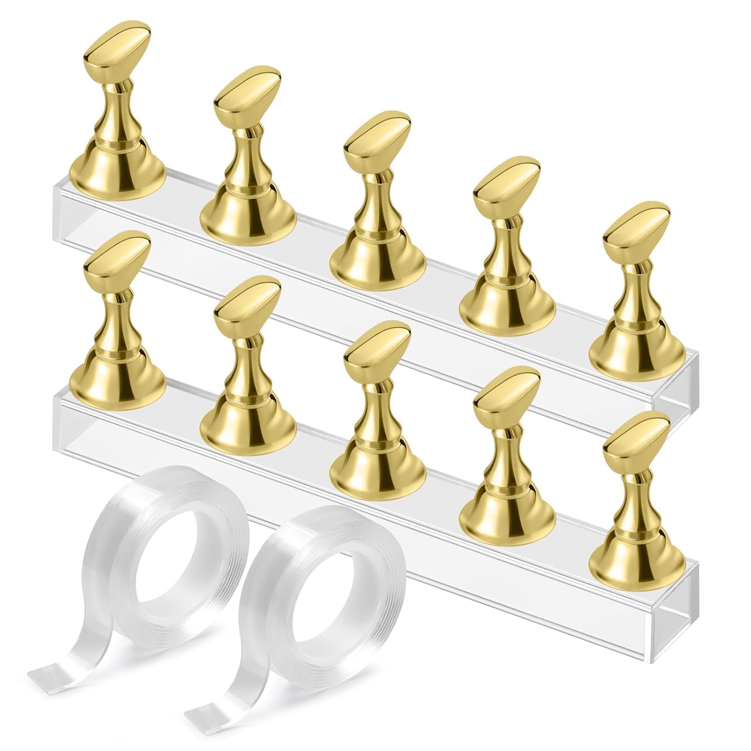 Bluedeal Etercycle Nail Stand Acrylic Nail Art Display Stand Practice Nail Holder for Painting Nails Magnetic Practice Stands with Double-sided Tape For DIY Salon Supplies (Gold)-image-17