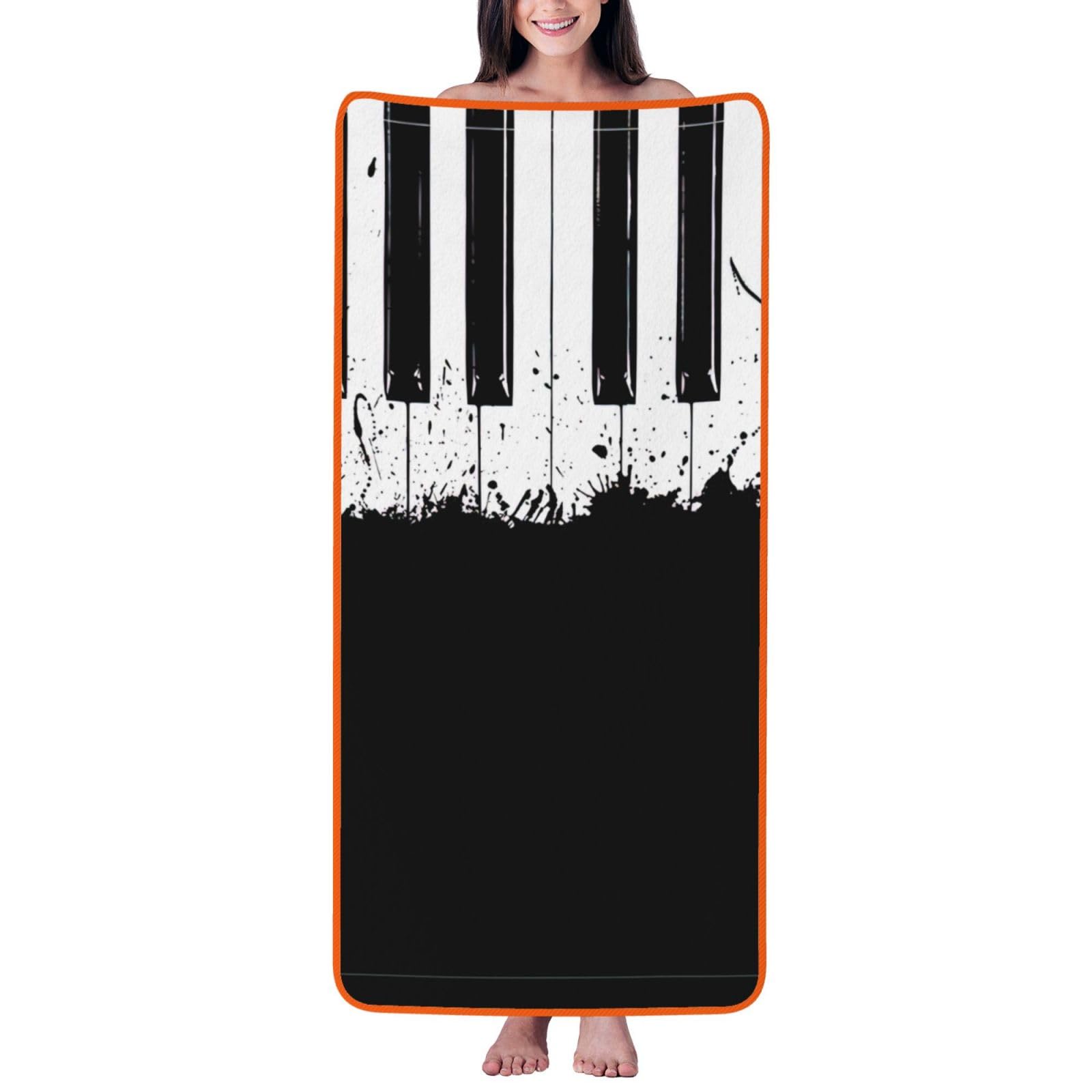 JBJGKHLP Piano Print Women Men Couples Coral Velvet Bath Towel Ultra-Soft For Home Bathroom Travel