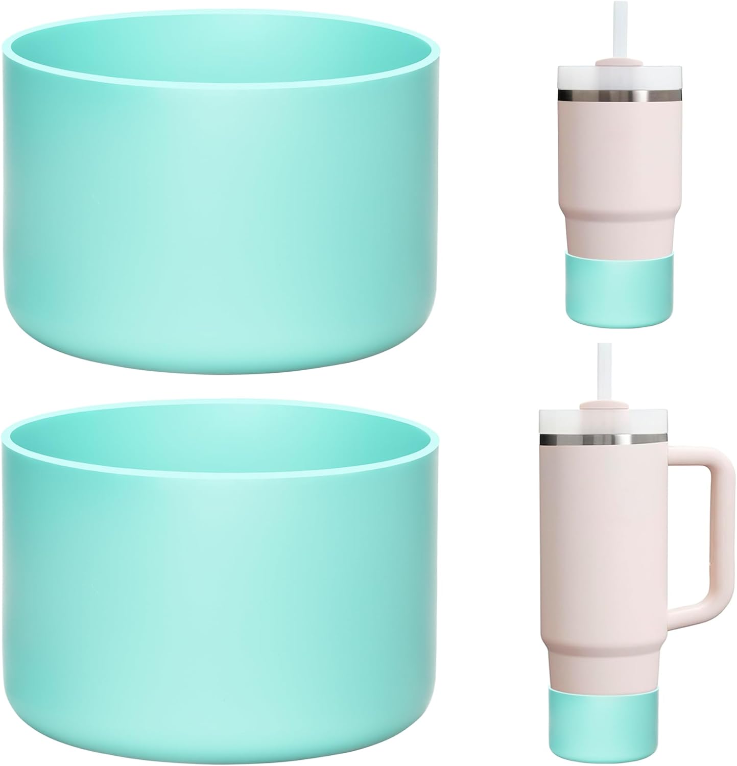 2 Pack Silicone Boot Covers | Compatible with Stanley IceFlow 16/24/30oz, Quencher H2.0 14-30oz & ProTour Flip 14/30oz | 2.75-2.85" Base | Non-Slip | Food-Grade BPA-Free(Baby Blue)
