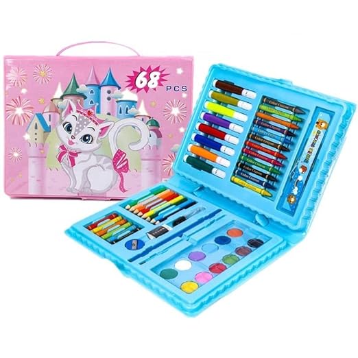 Toy Imagine 68 Pcs Colour Set for Kids 12 color crayon, 8 Sketch Pens, 8 Color Pencils, 6 Oil Plaster Color, 12 Color Water Paint, 1(Eraser, Sharpener, Scale, Pencil, Water Paint Brush, Glue). at Rs. 199