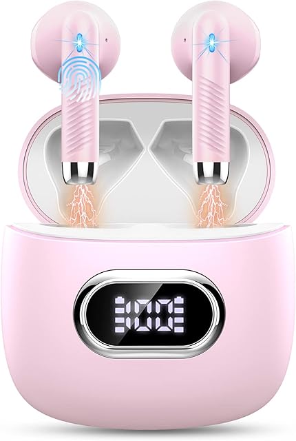 Wireless Earbuds, Bluetooth 5.3 Headphones Mini Wireless Headphones In Ear with ENC Noise Cancelling Mic, 42H Bluetooth Earbuds with HiFi Stereo Bluetooth Earphones Sport IP7 Waterproof, LED Display