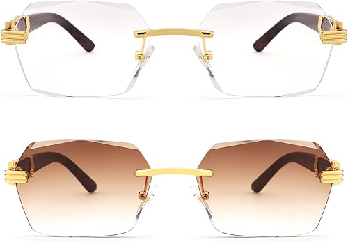 Miniatura 3 de COASION Gafas de sol sin montura de moda para mujeres y hombres, gafas de sol retro Y2K Gafas de sol cuadradas tintadas