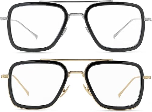 Miniatura 2 de Lentes de bloqueo de luz azul estilo Tony Stark para hombres y mujeres, lentes retro con marco de metal de Iron Man y Spider-Man