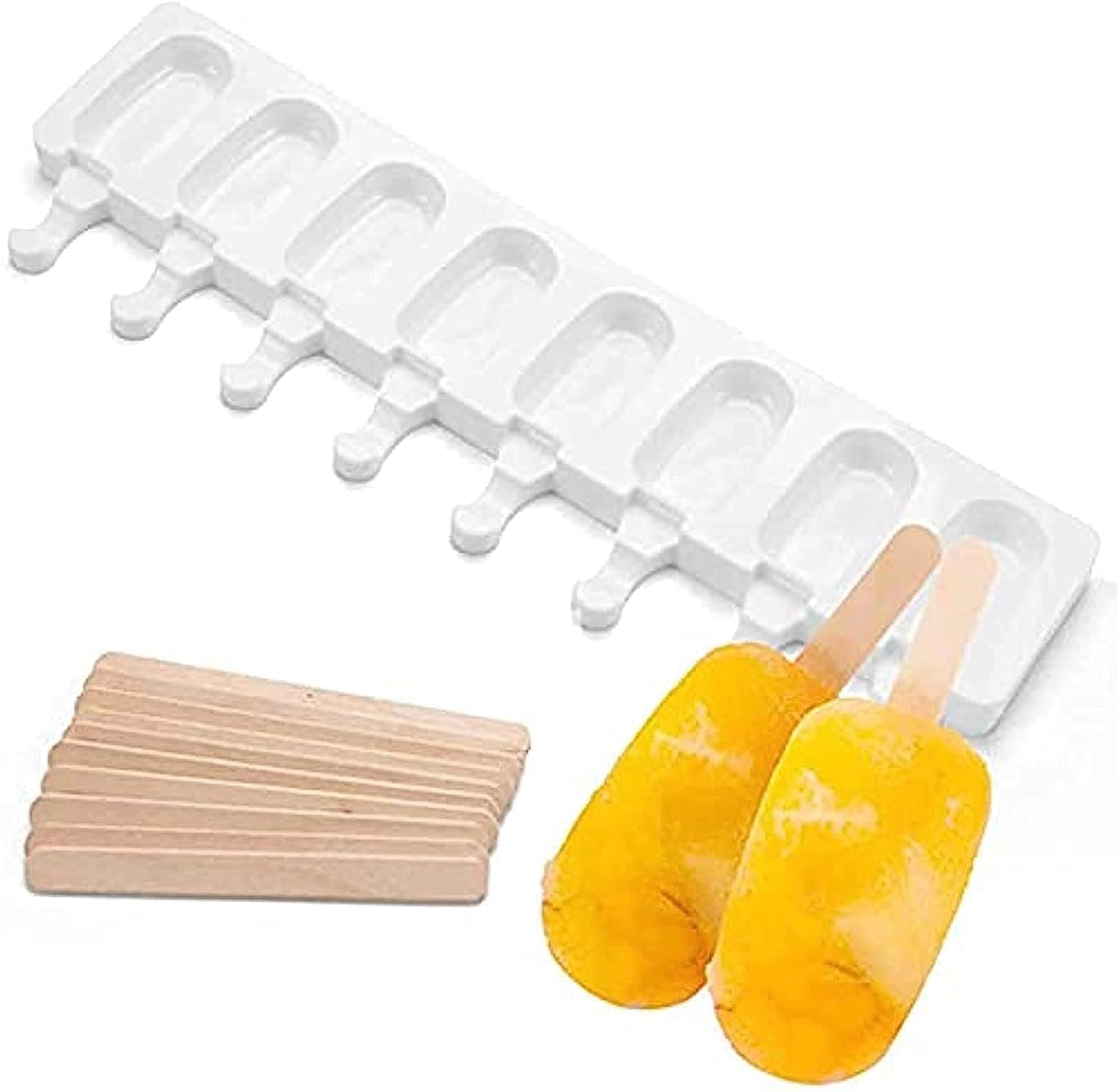 Ice Cream Maker Molds, Horuhue Mini Classic Shape Silicone Mold Popsicle Moulds for Ice Cream Pops with Popsicle Sticks