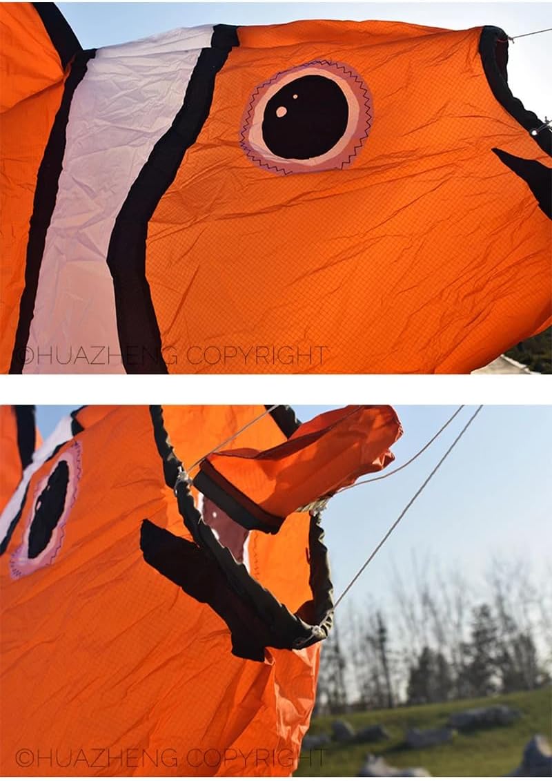 8ft 7-Color Software Frameless Clownfish Kite, Adult Giant 3D Kite, Pendant Inflatable Performance Kite, Tear Resistant Nylon Fabric Bag