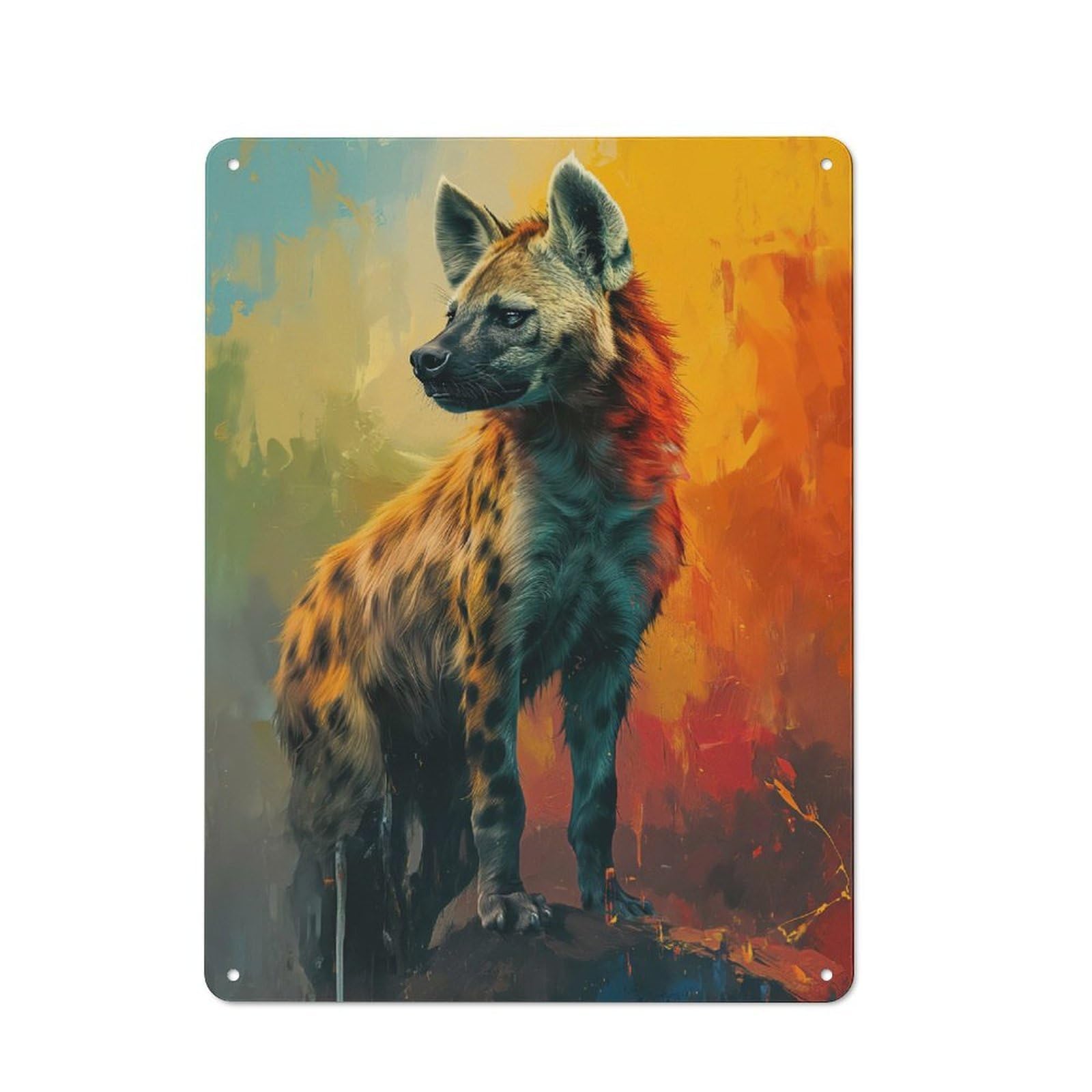 Junmoney The Crazy Hyena Tin Wall Plaque 40X30cm With For Guest Room Or Hallway, For Metal Sign Collectors, For Garage And Workshop Walls