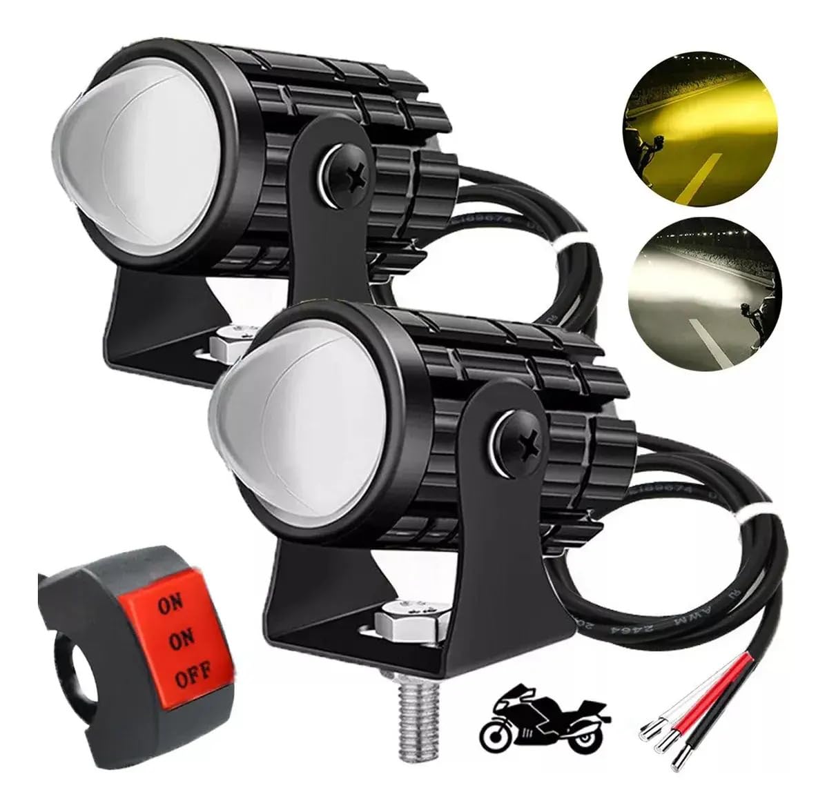 High Power 35W LED Mini Fog Light Universal 9-80V Dual Color Motorcycle Headlight White Amber Projector Lens IP67 Waterproof Driving Lamp for Bike Car-image-48