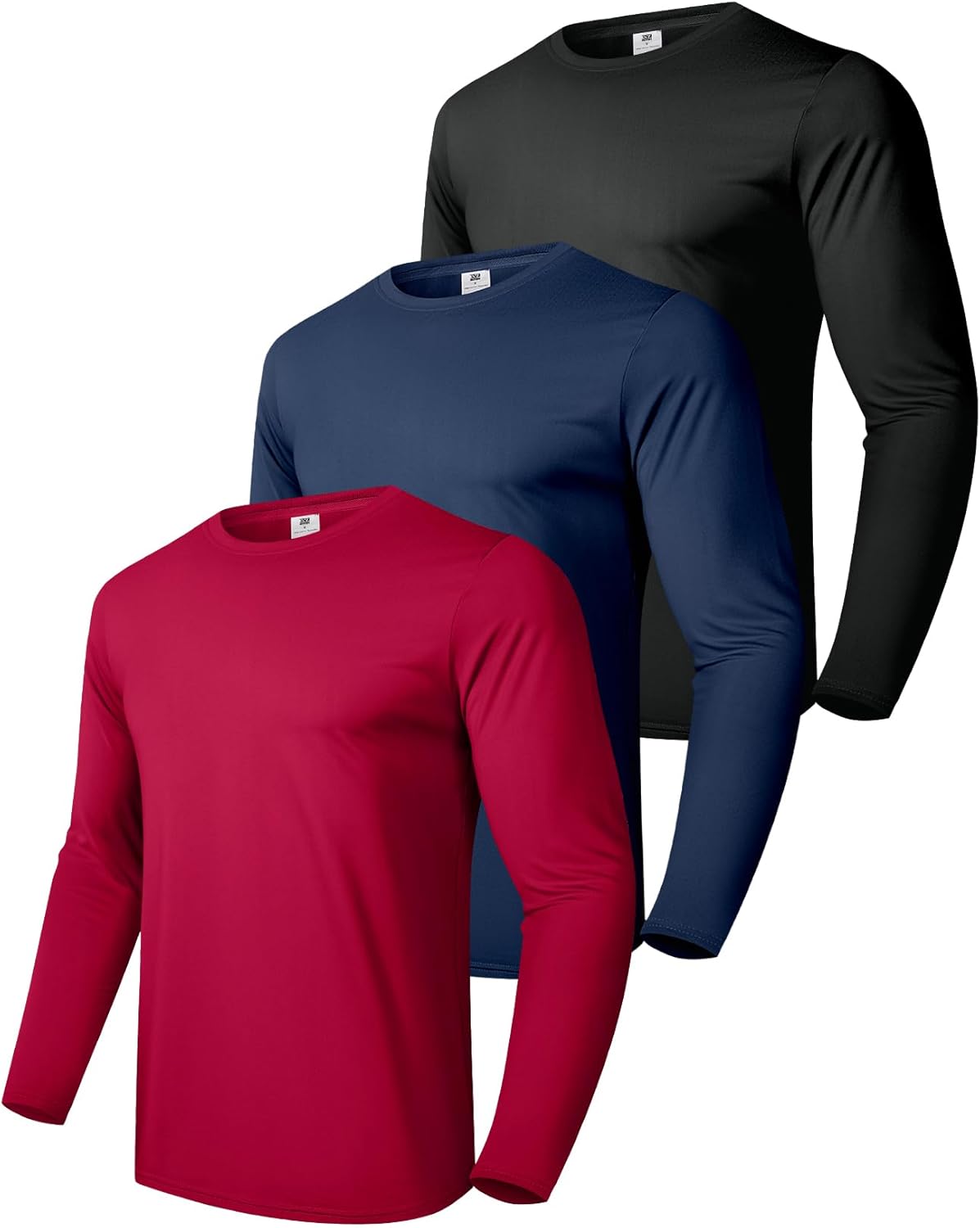 Boyzn 1/3 Pack Men's Long Sleeve T Shirts, Long Sleeve Cotton T Shirts for Men, Casual Crewneck Basic Tee Undershirts for Men