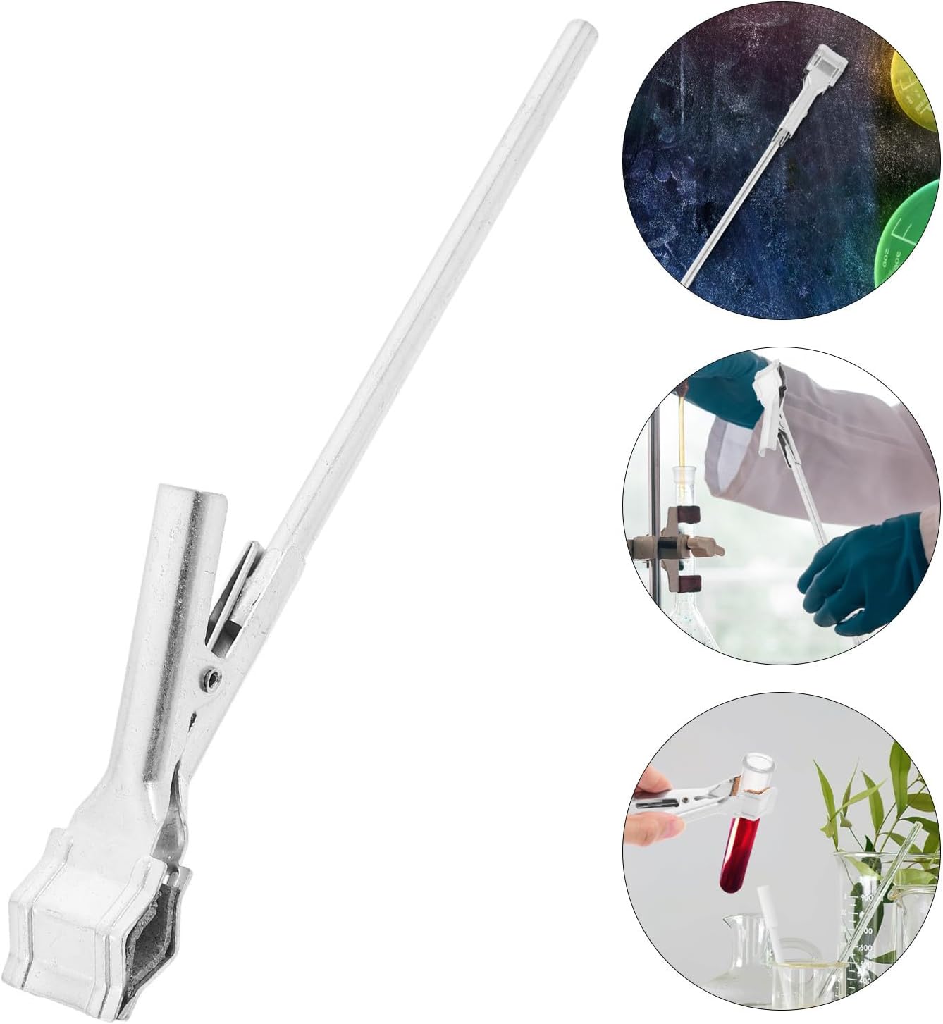 YARNOW Adjustable Iron Test Tube Clamp with Versatile Clamping Force for Experimental Settings and Schools, Silver Lab Clamp Holder Compatible with Laboratory Ring Stand