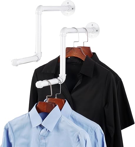 AddGrace Perchero para ropa de tubería, 2 unidades, 18 pulgadas, desmontable, para bricolaje, montaje en pared, industrial para colgar ropa para el